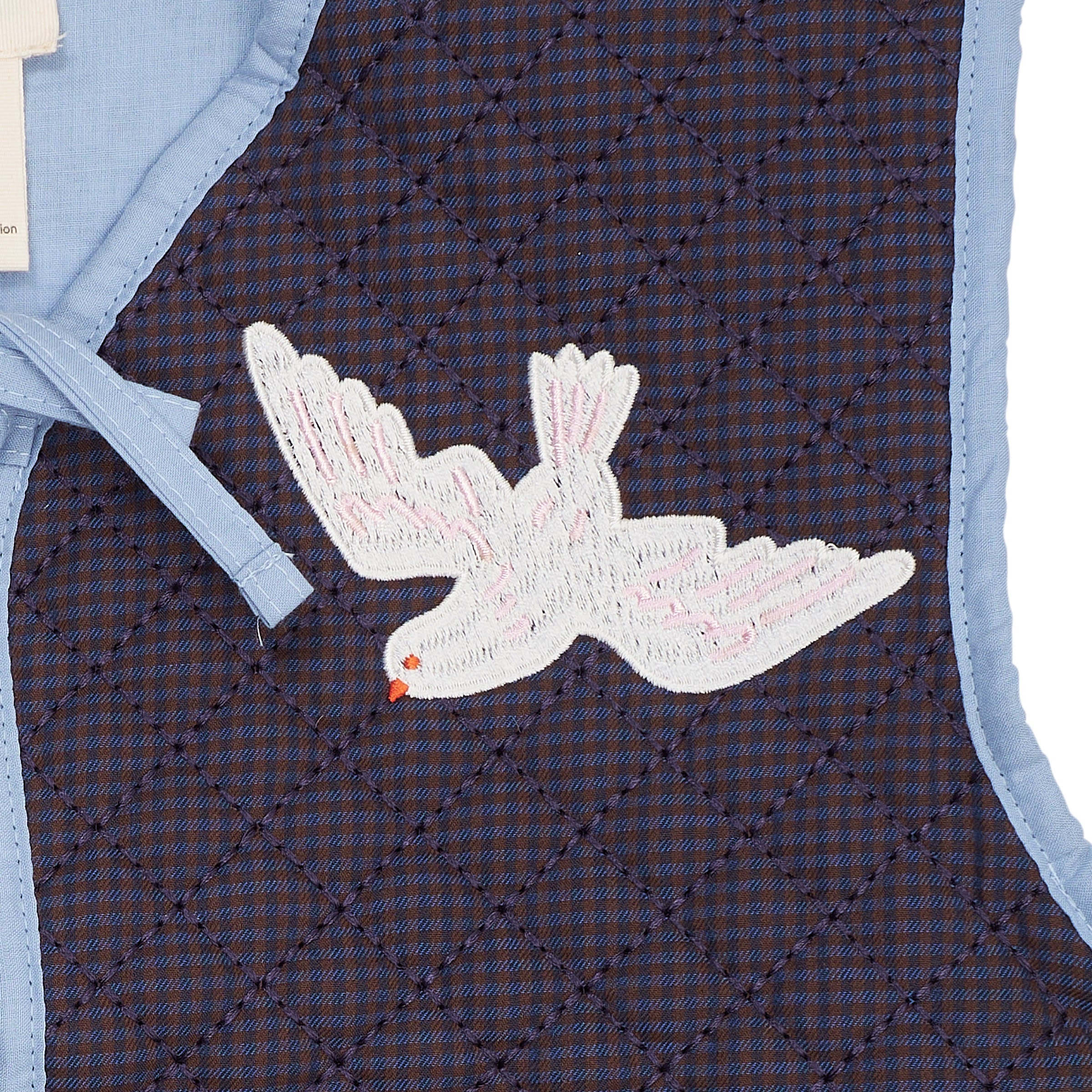 COPENHAGEN COLORS / QUILTET VEST MED BRODERI - BROWN BLUE CHECK