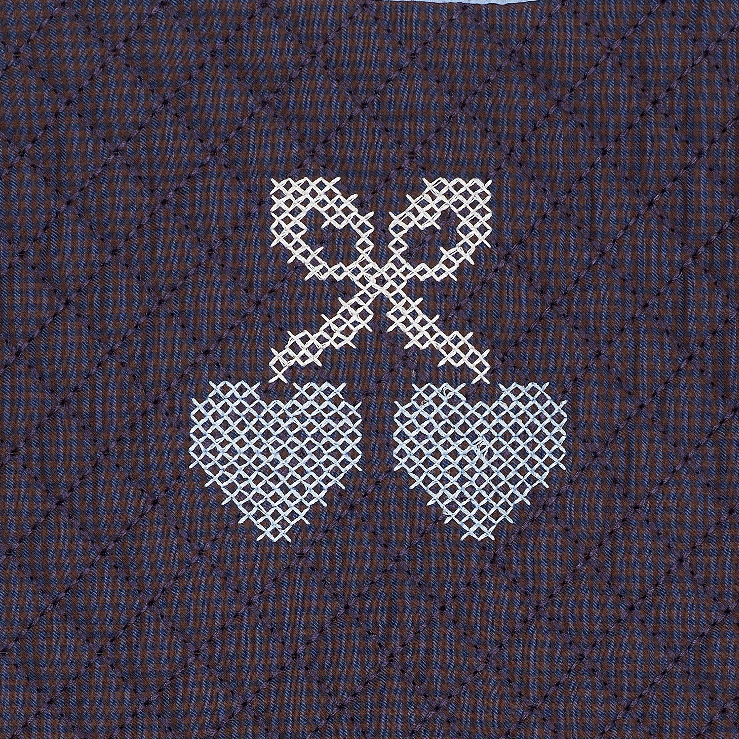 COPENHAGEN COLORS / QUILTET VEST MED BRODERI - BROWN BLUE CHECK