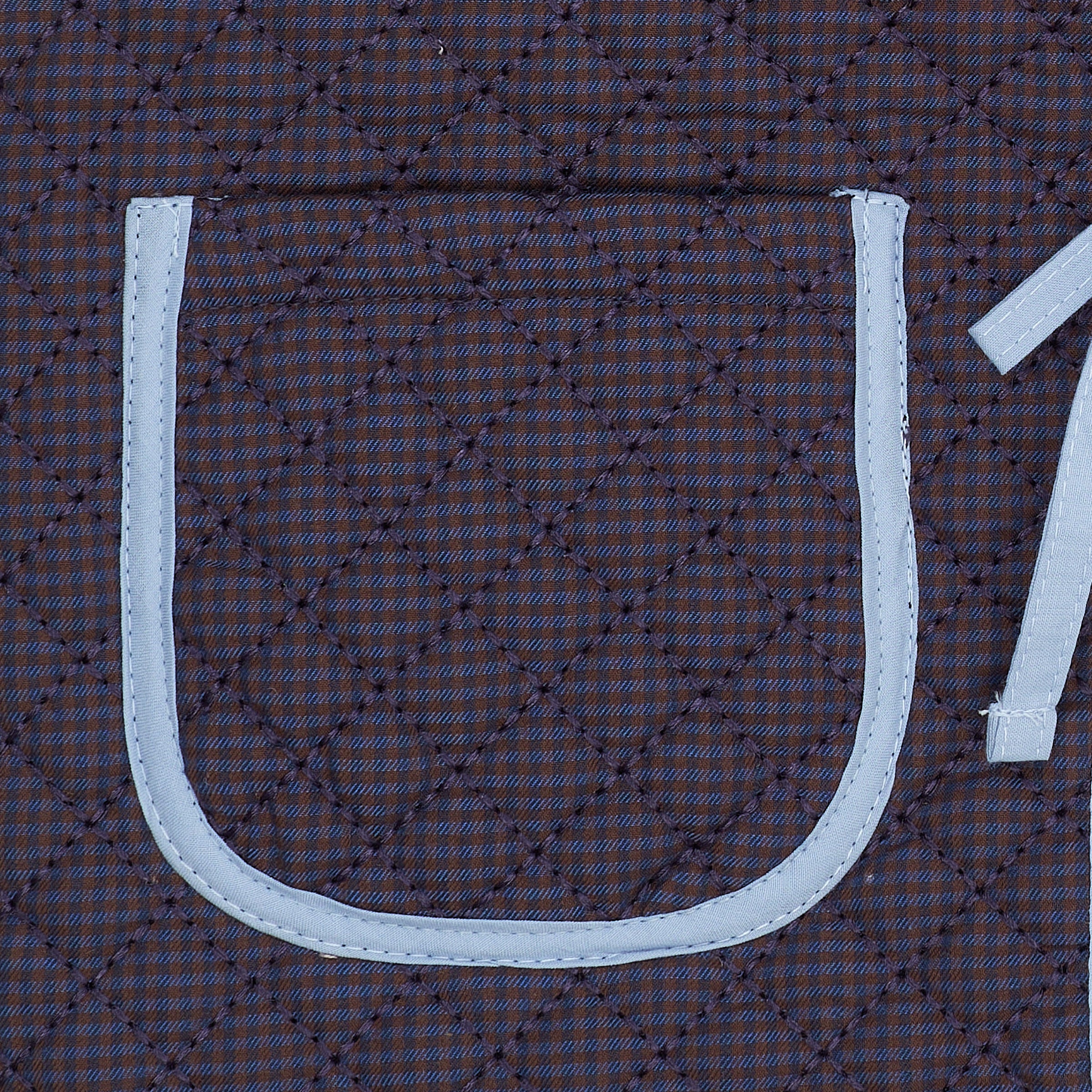 COPENHAGEN COLORS / QUILTET VEST MED BRODERI - BROWN BLUE CHECK