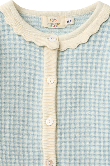 COPENHAGEN COLORS / JACQUARD CARDIGAN - DUSTY BLUE - Mini Monde Copenhagen
