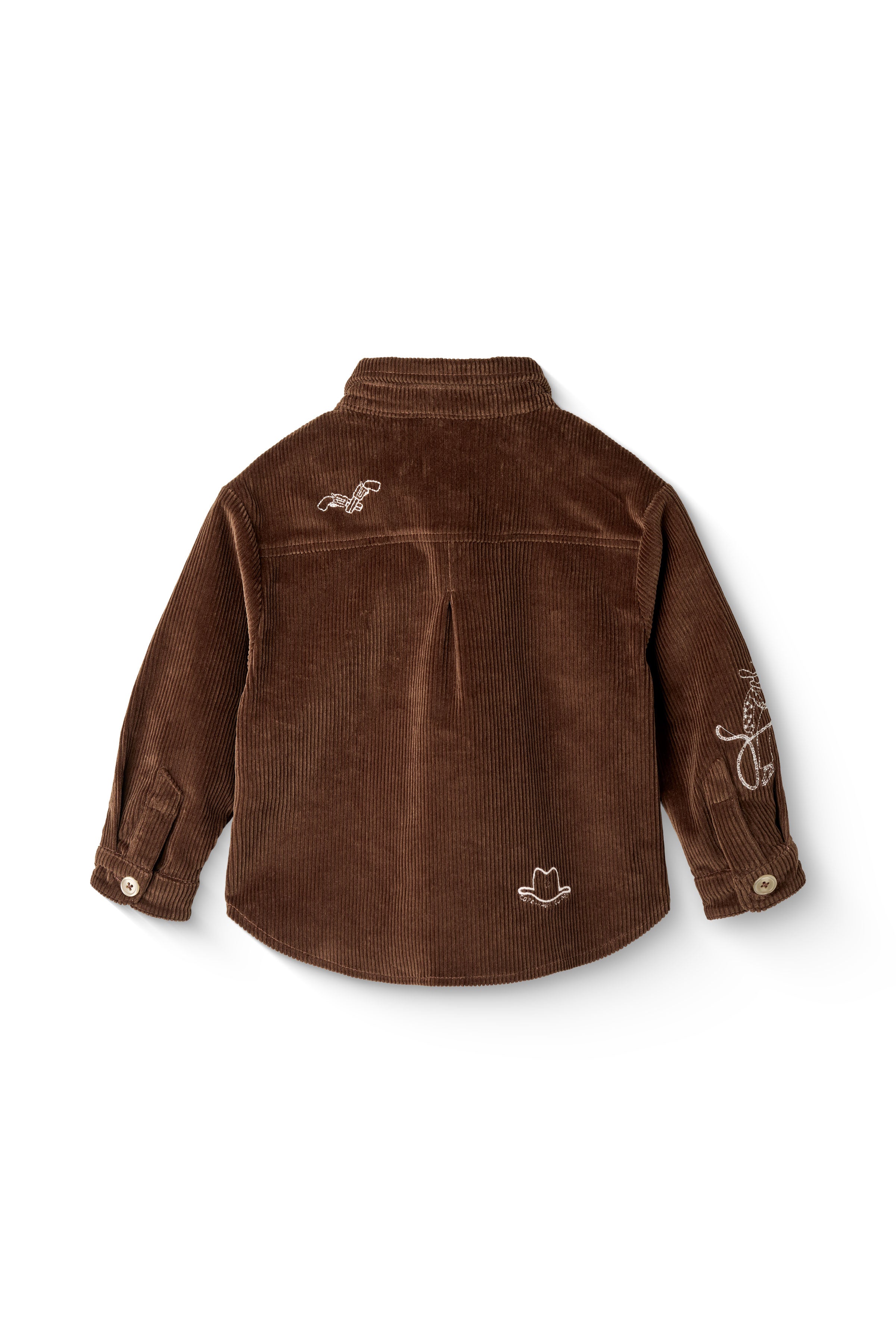 COPENHAGEN COLORS / FLØJLSSKJORTEJAKKE MED BRODERI - BROWN