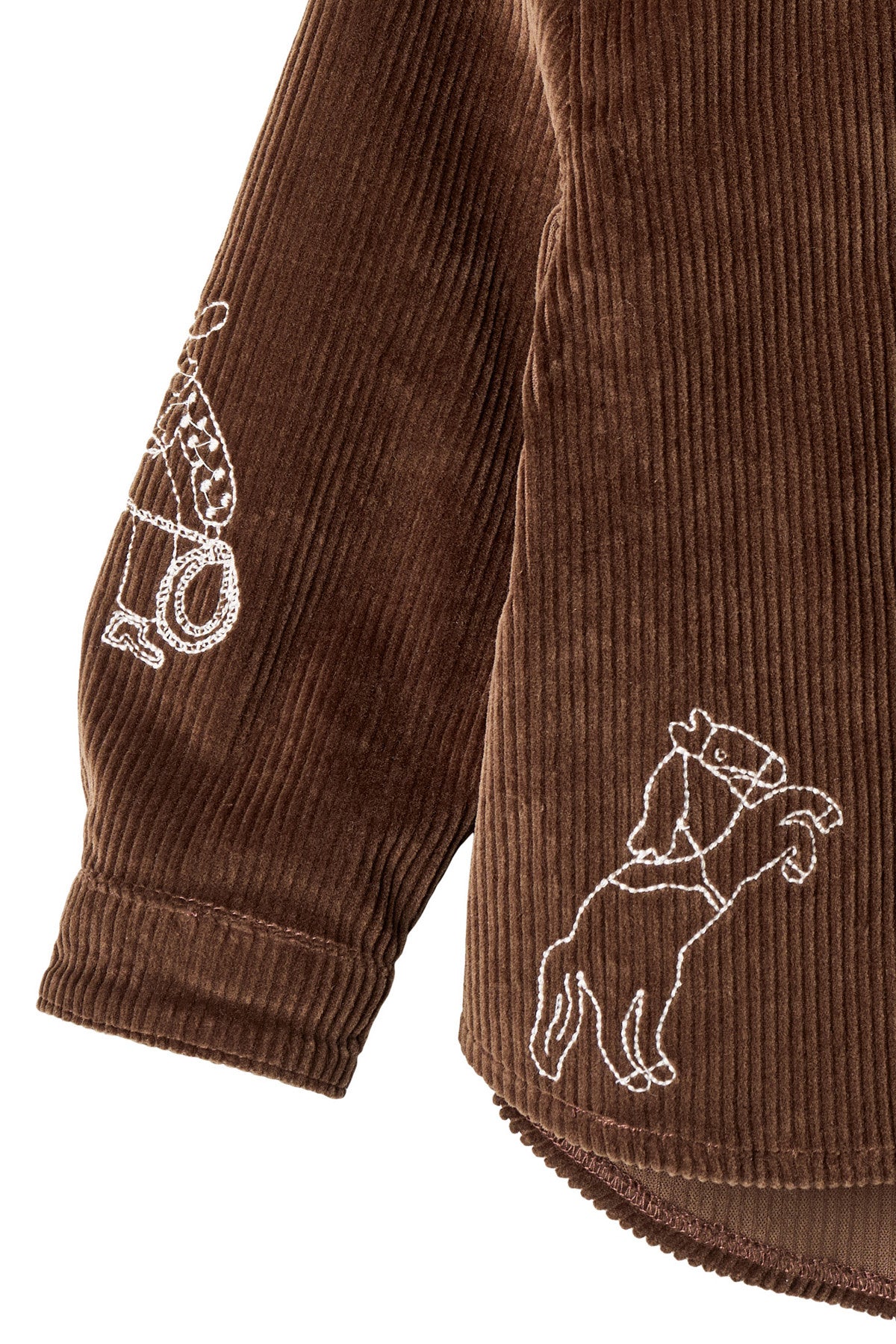 COPENHAGEN COLORS / FLØJLSSKJORTEJAKKE MED BRODERI - BROWN