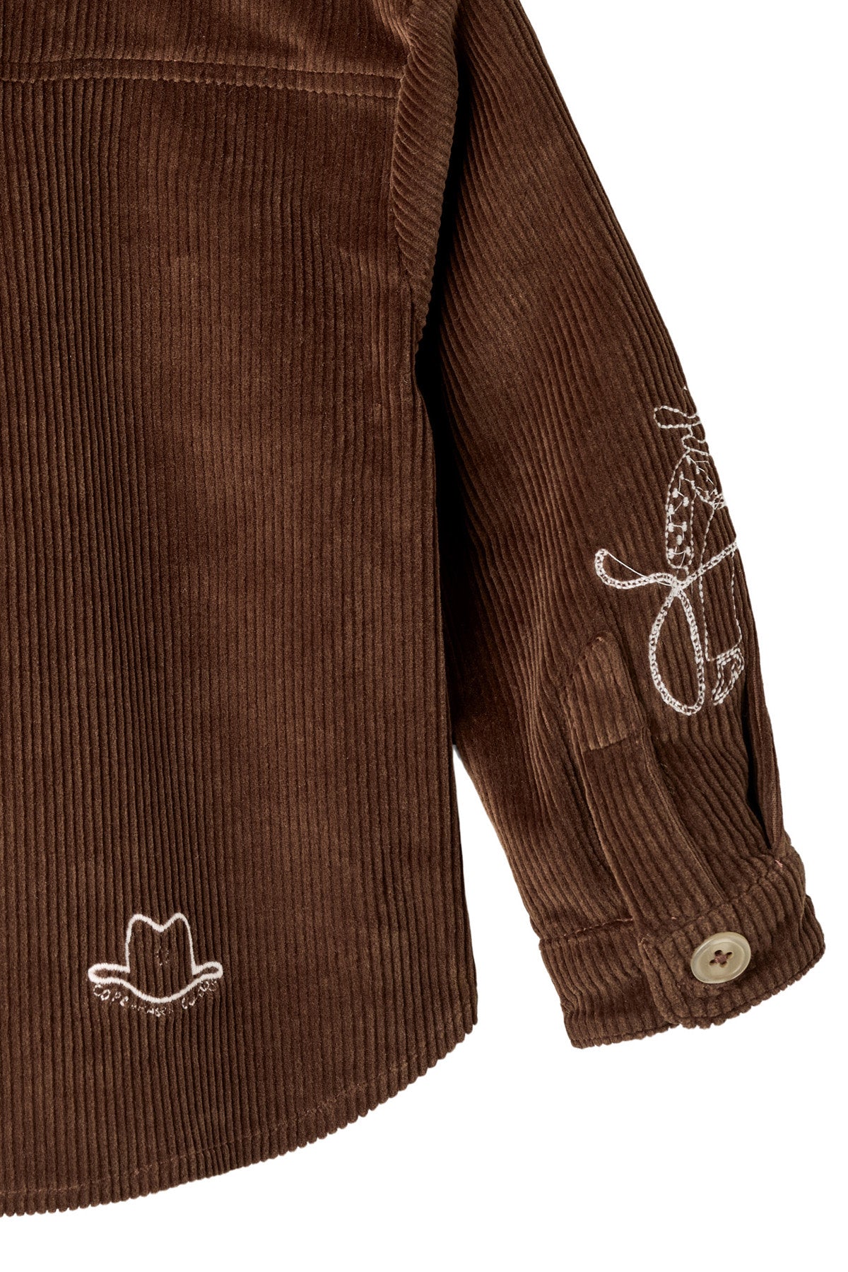 COPENHAGEN COLORS / FLØJLSSKJORTEJAKKE MED BRODERI - BROWN