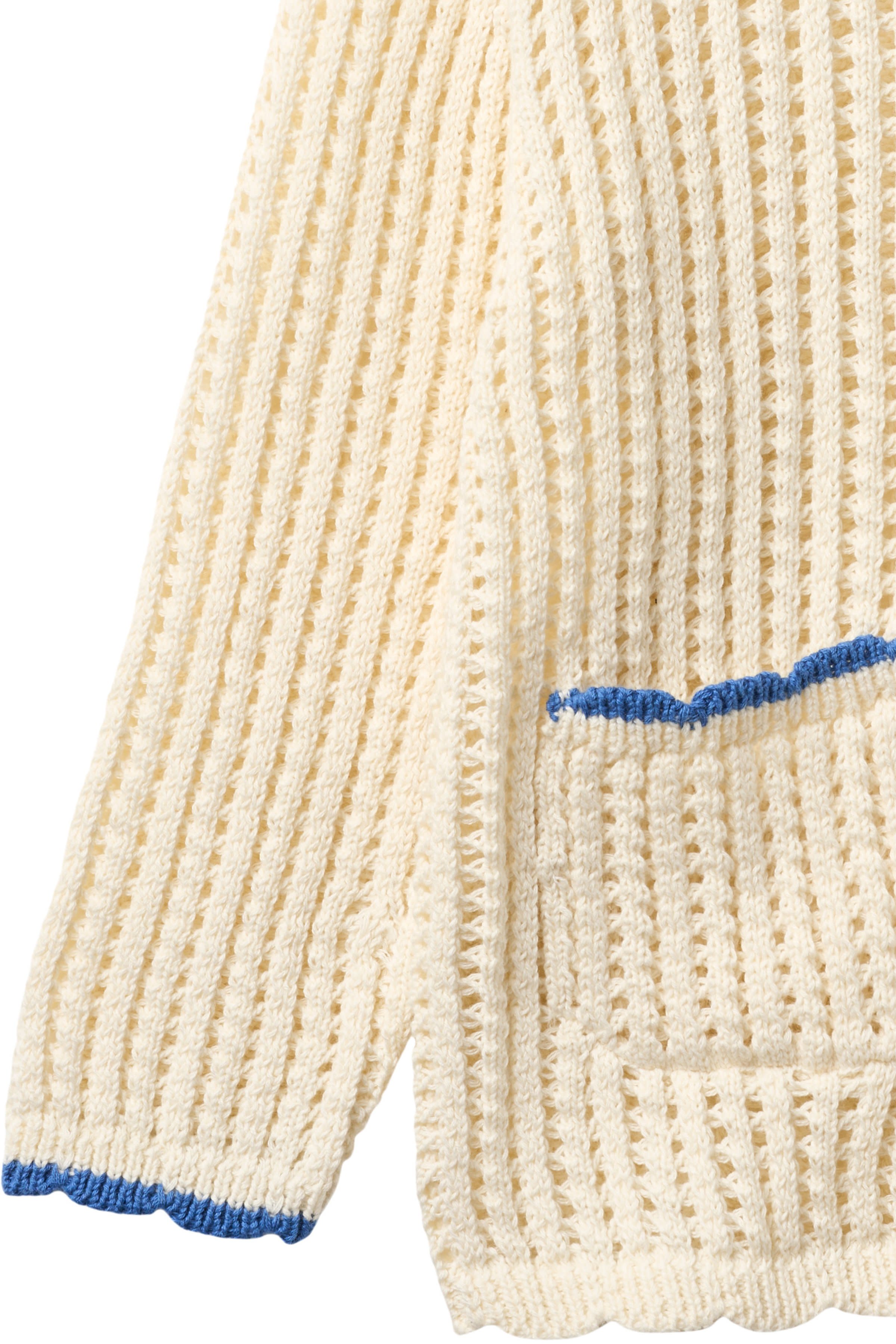 COPENHAGEN COLORS / CROCHET LS CARDIGAN - CREAM W OCEAN BLUE - Mini Monde Copenhagen
