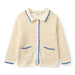 COPENHAGEN COLORS / CROCHET LS CARDIGAN - CREAM W OCEAN BLUE - Mini Monde Copenhagen