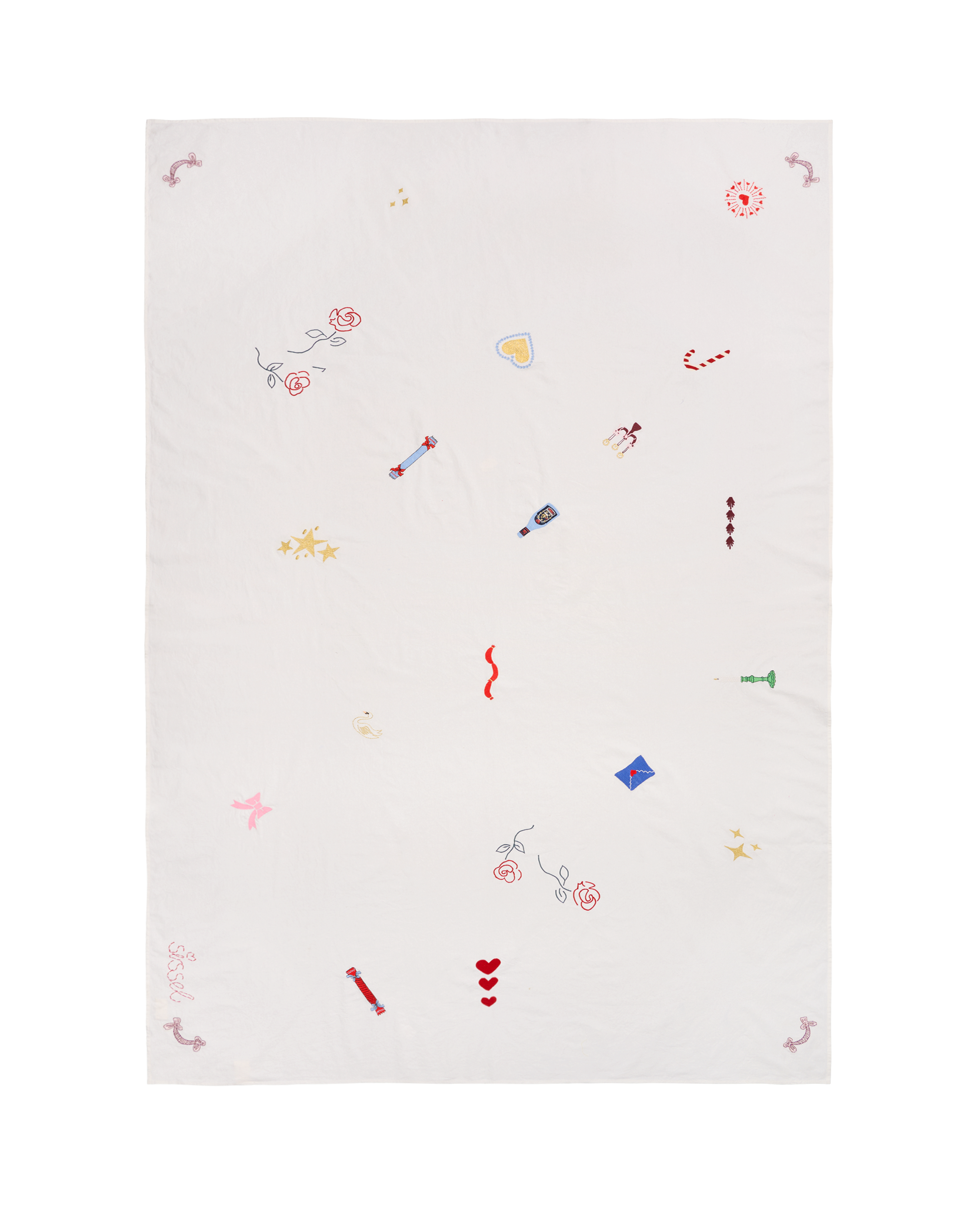 SISSEL EDELBO / JULEDUG MED BRODEREDE JULEMOVTIVER