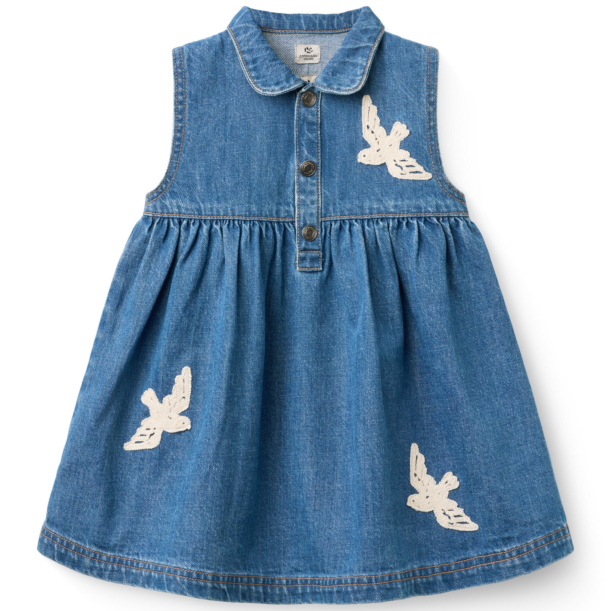 COPENHAGEN COLORS / DENIM KJOLE MED DUER - INDIGO BLUE WASHED - Mini Monde Copenhagen