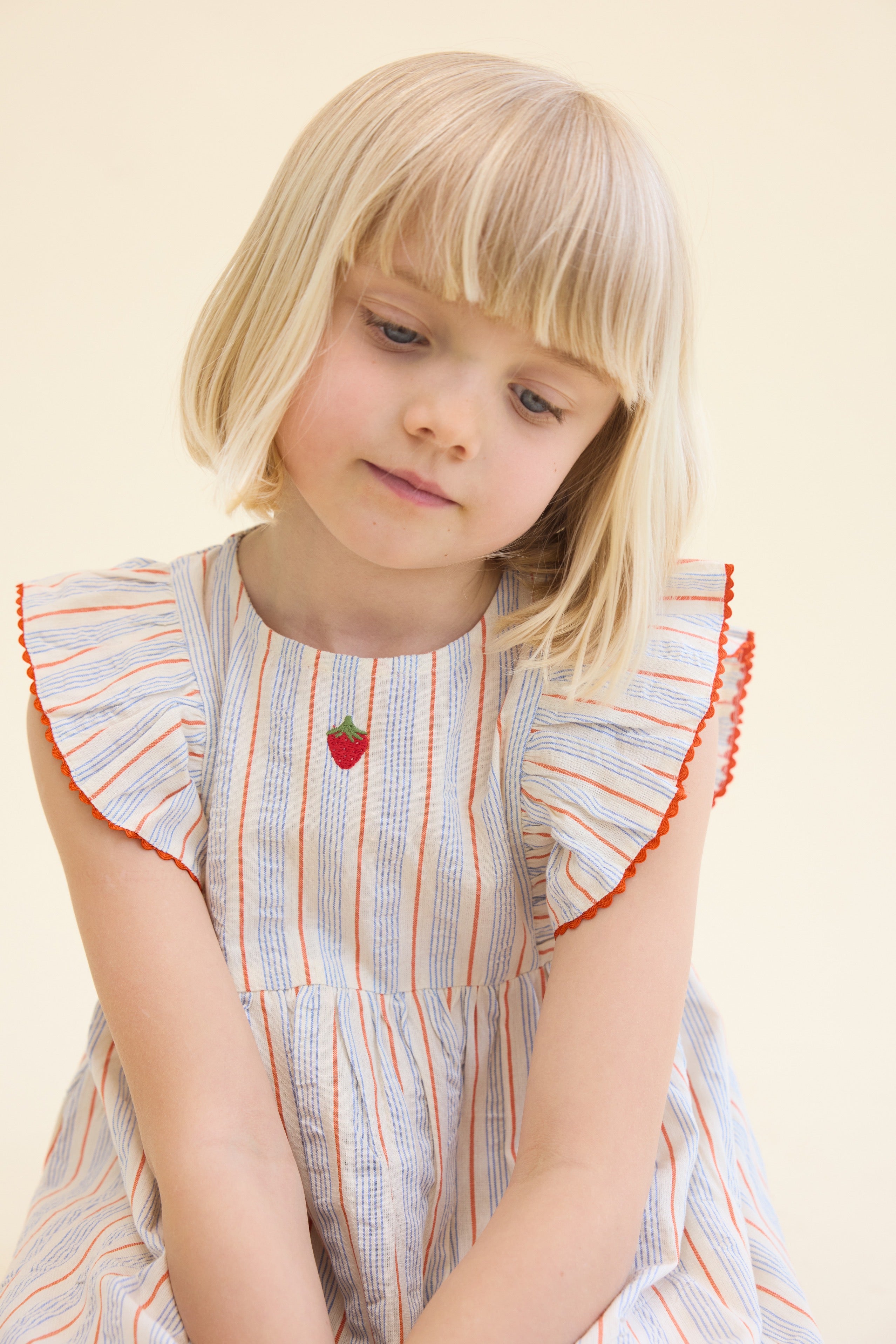 FLÖSS / ROBIN KJOLE - BLUE TANGERINE STRIPE - Mini Monde Copenhagen