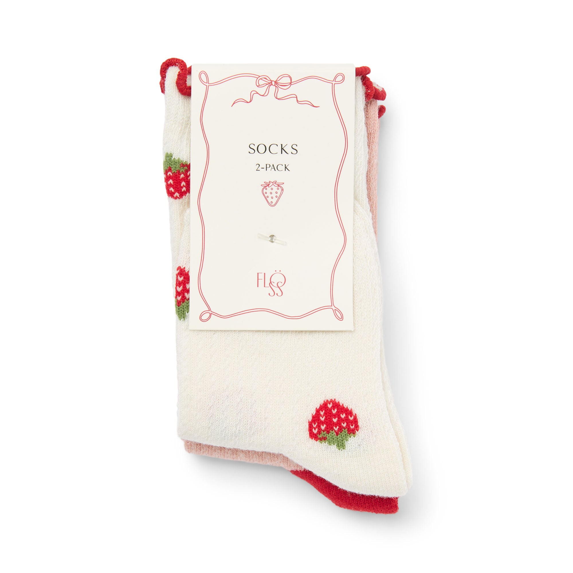 FLÖSS / 2 PAK STRØMPER - POINTELLE BERRY - Mini Monde Copenhagen