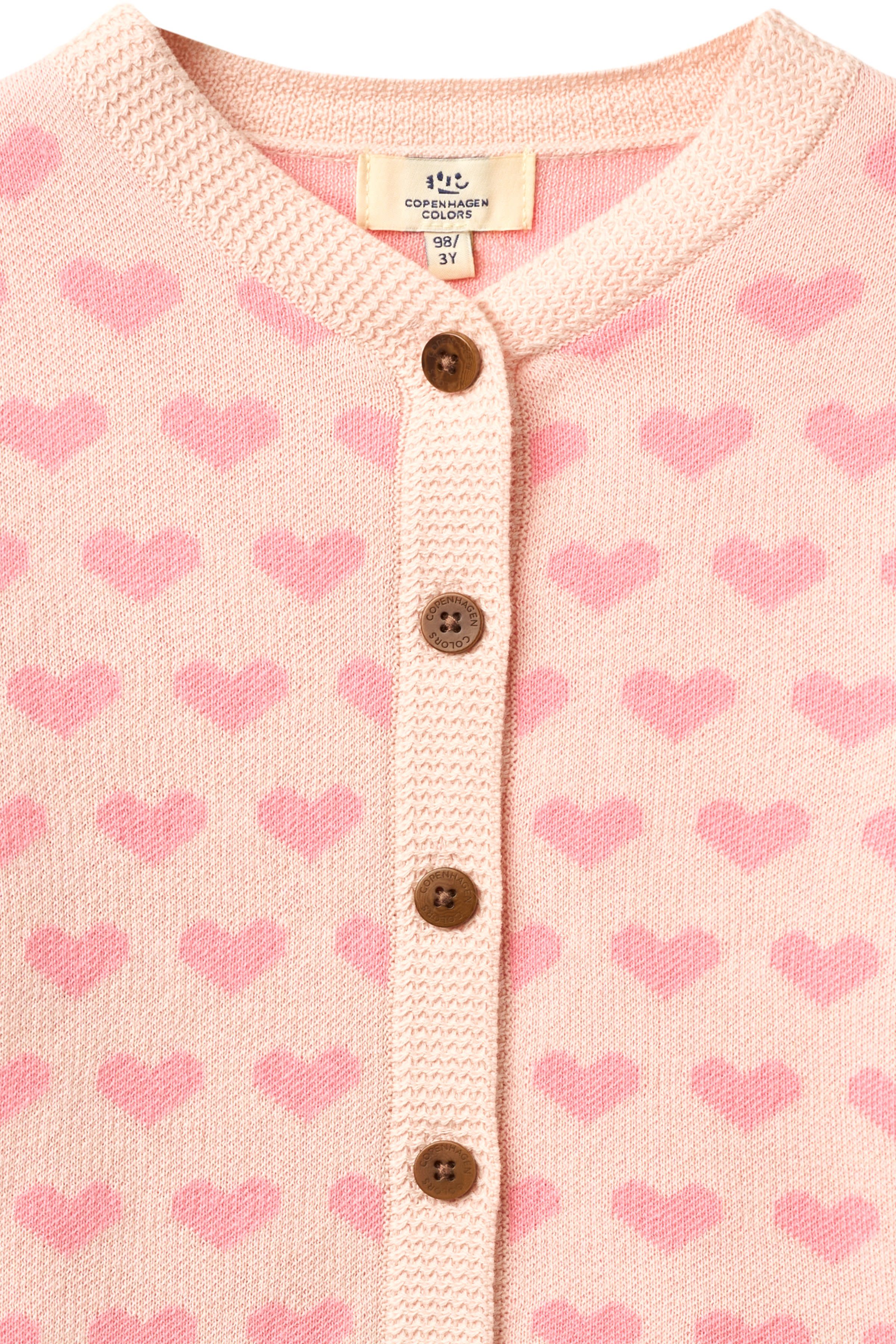 COPENHAGEN COLORS / HEART LS CARDIGAN - PINK COMB - Mini Monde Copenhagen