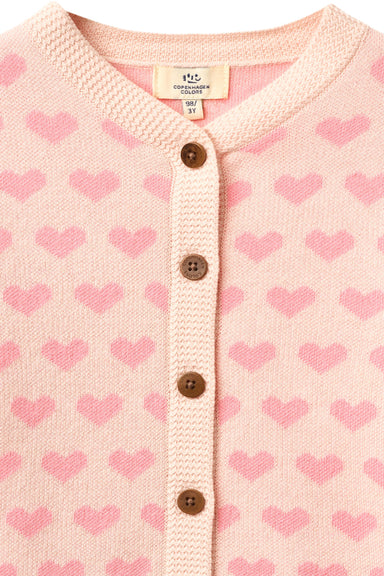 COPENHAGEN COLORS / HEART LS CARDIGAN - PINK COMB - Mini Monde Copenhagen
