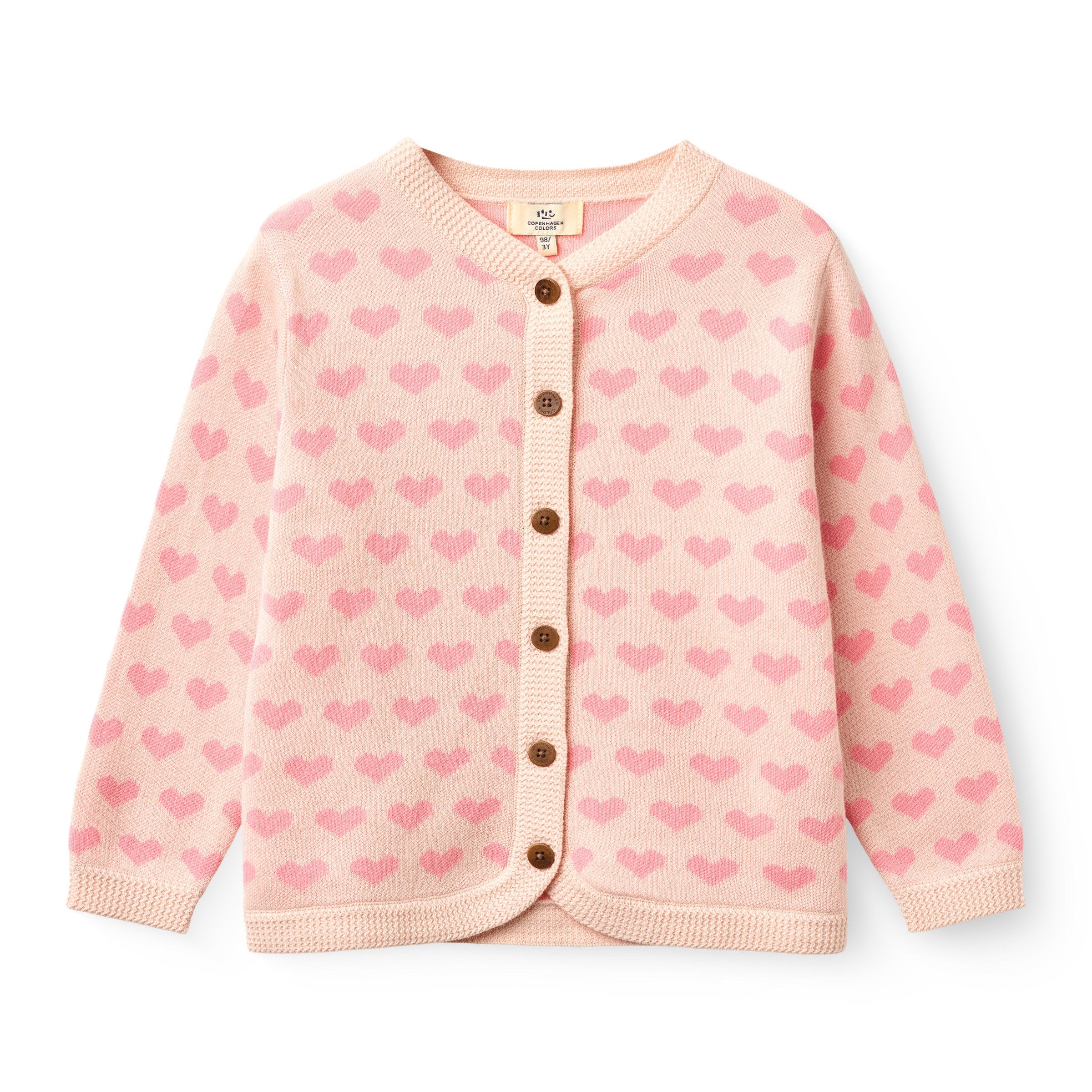 COPENHAGEN COLORS / HEART LS CARDIGAN - PINK COMB - Mini Monde Copenhagen