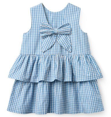 COPENHAGEN COLORS / HOUNDSTOOTH KJOLE MED SLØJFE - BLUE HOUNDSTOOTH MINI - Mini Monde Copenhagen