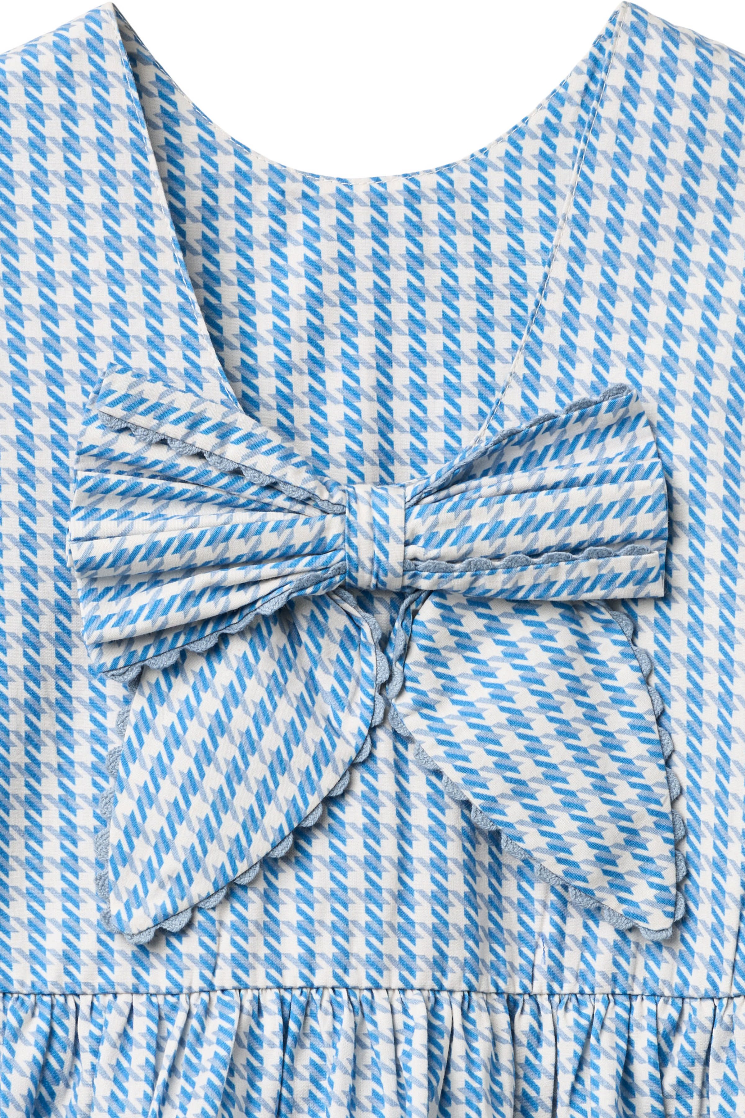 COPENHAGEN COLORS / HOUNDSTOOTH KJOLE MED SLØJFE - BLUE HOUNDSTOOTH MINI - Mini Monde Copenhagen