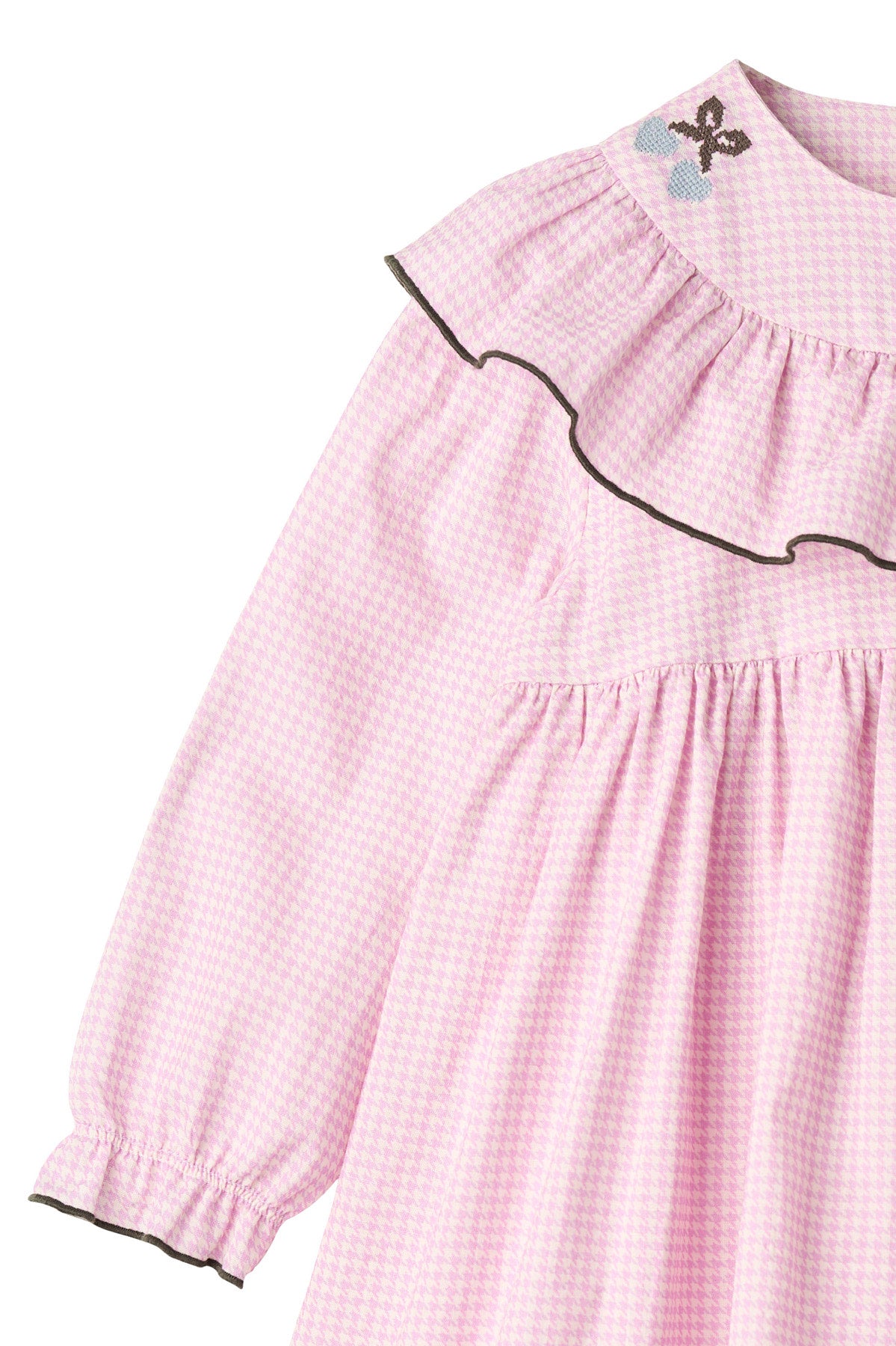 COPENHAGEN COLORS / HOUNDSTOOTH KJOLE MED BRODERI - SYRINGA