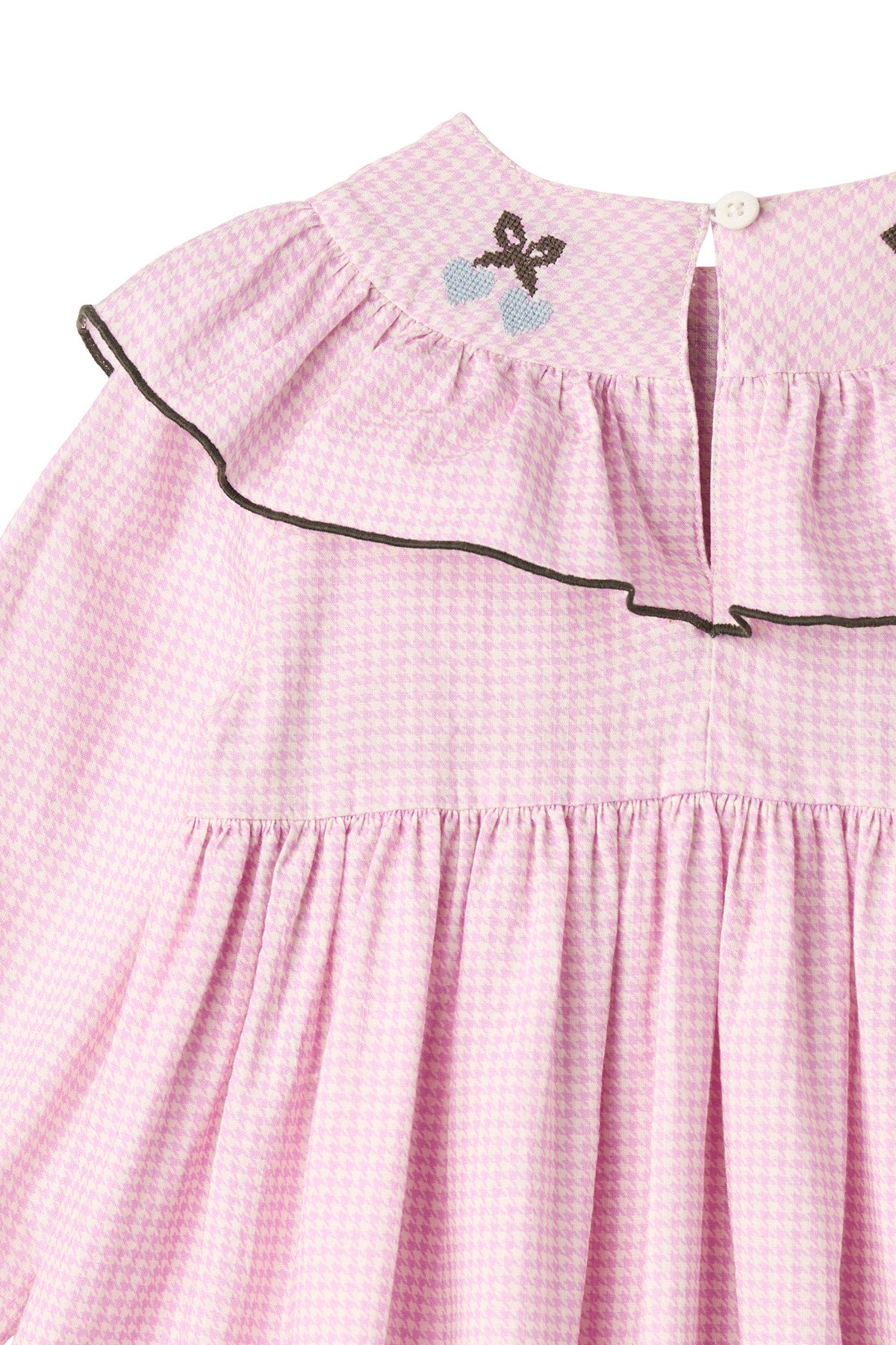 COPENHAGEN COLORS / HOUNDSTOOTH KJOLE MED BRODERI - SYRINGA