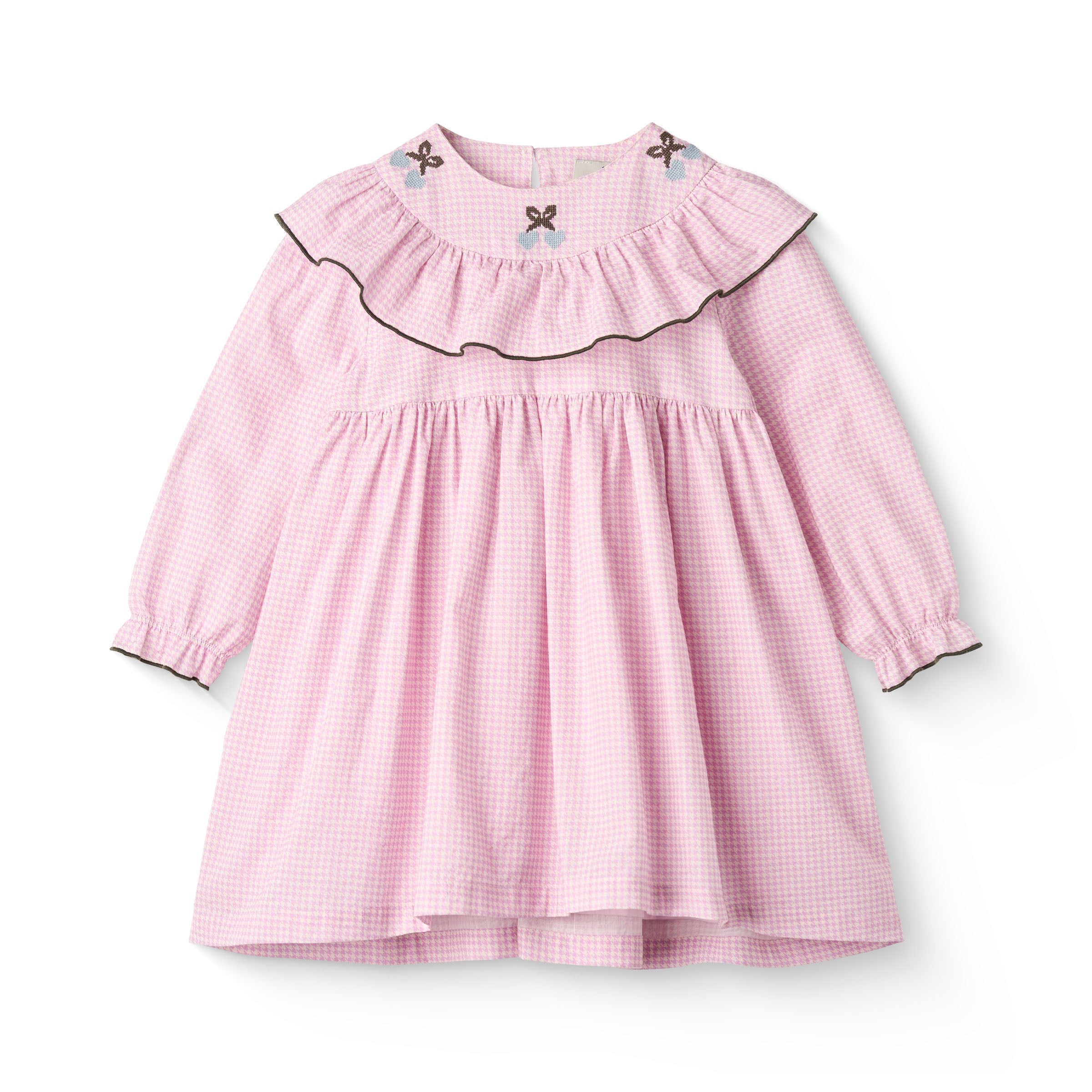 COPENHAGEN COLORS / HOUNDSTOOTH KJOLE MED BRODERI - SYRINGA