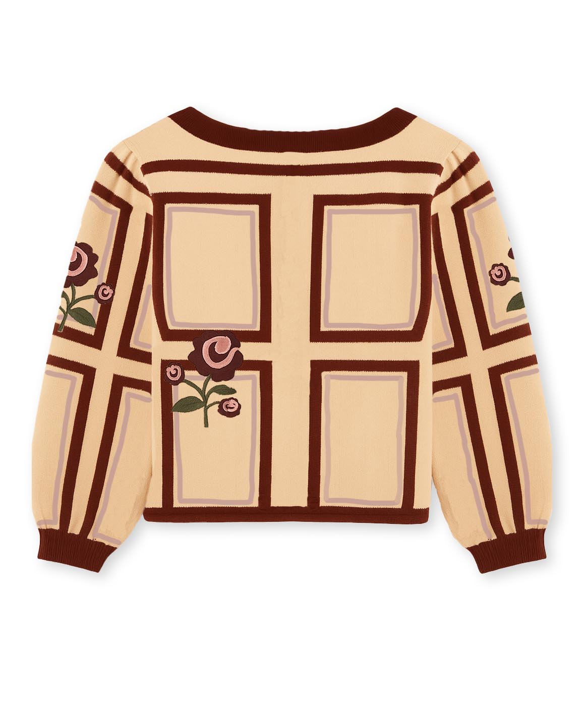 FLIINK / CHARLOTTE 2/4 CARDIGAN - SANDSHELL/BURGENDY