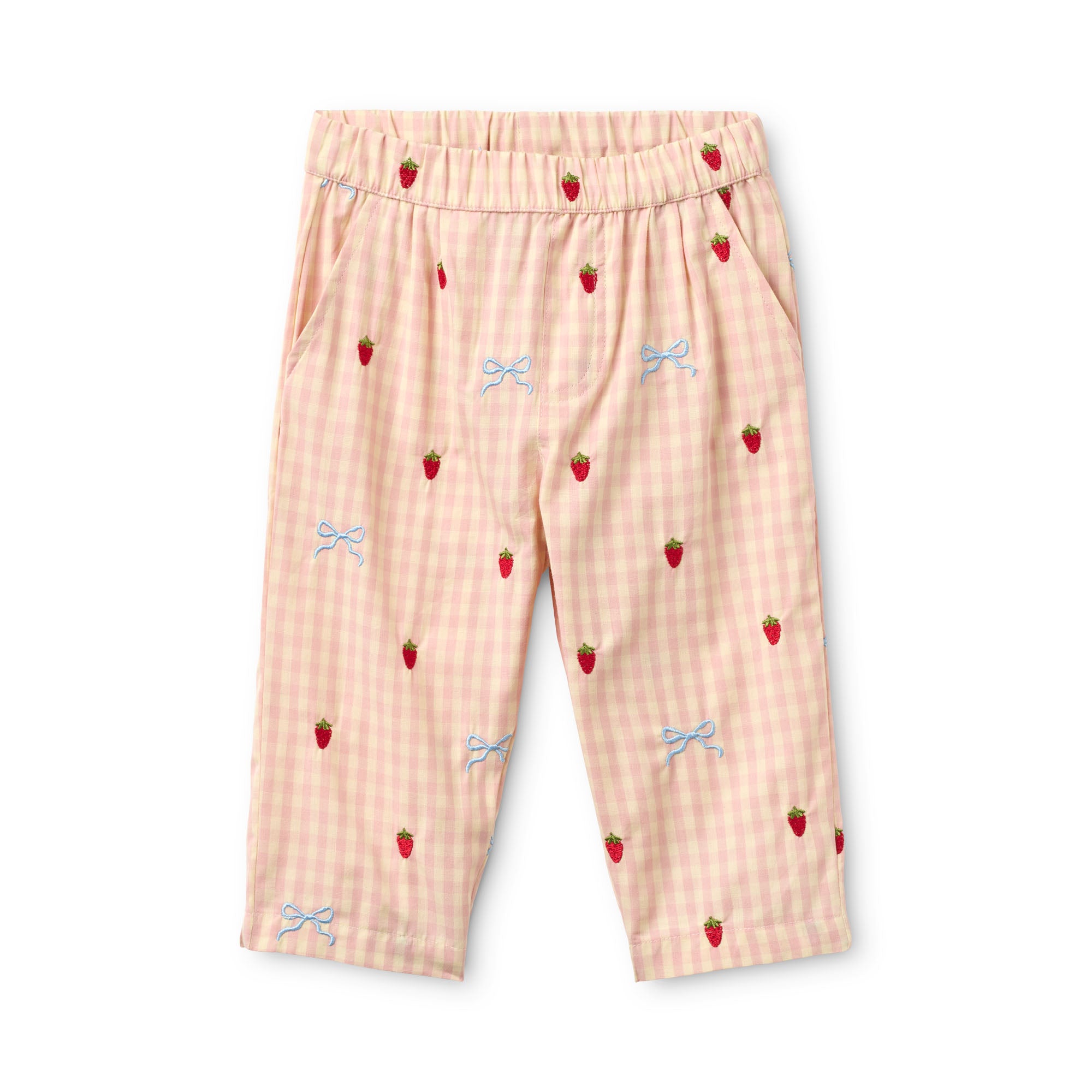 FLÖSS /  DOLLY BOW BUKSER - BERRY/BOW GINGHAM - Mini Monde Copenhagen