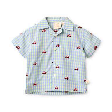 FLÖSS /  ALBERT SKJORTE - BLUE GINGHAM - Mini Monde Copenhagen