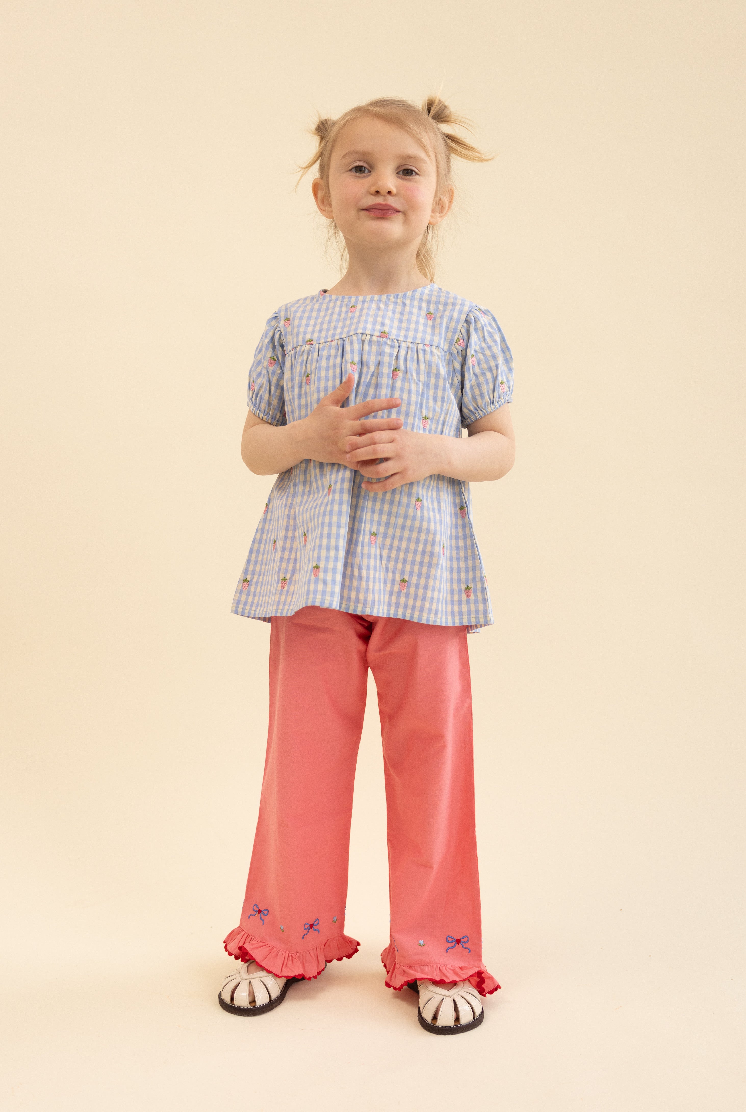 FLÖSS /  MILLE BLUSE - SKY BERRY GINGHAM - Mini Monde Copenhagen