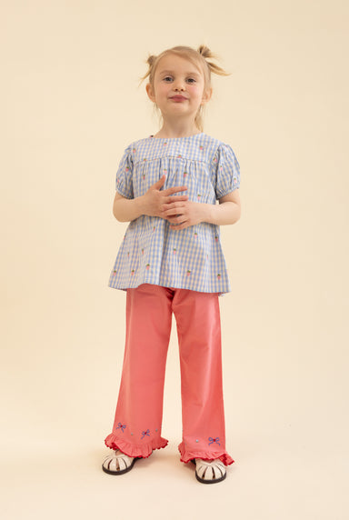 FLÖSS /  MILLE BLUSE - SKY BERRY GINGHAM - Mini Monde Copenhagen