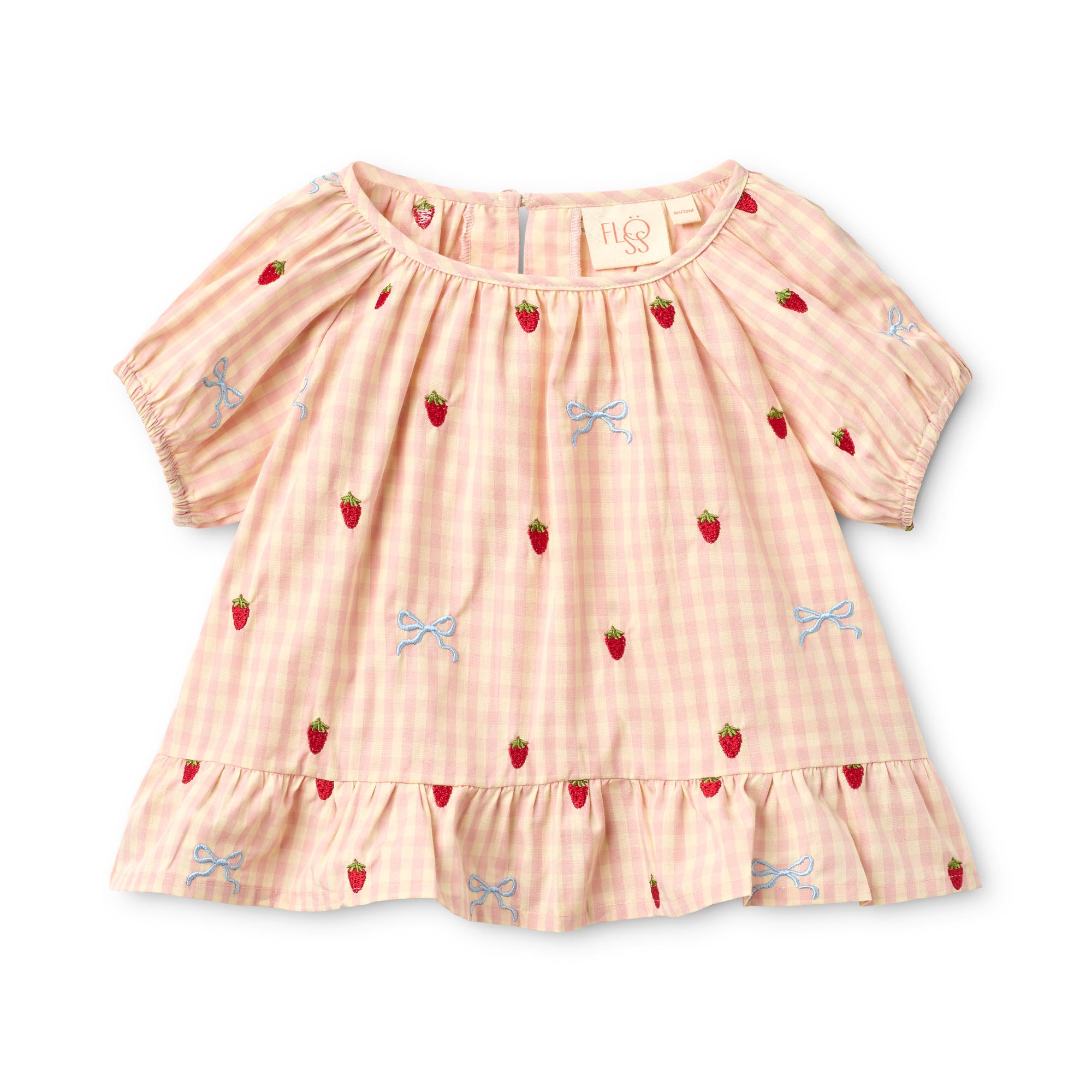 FLÖSS /  DOLLY BOW BLUSE - BERRY/BOW GINGHAM - Mini Monde Copenhagen