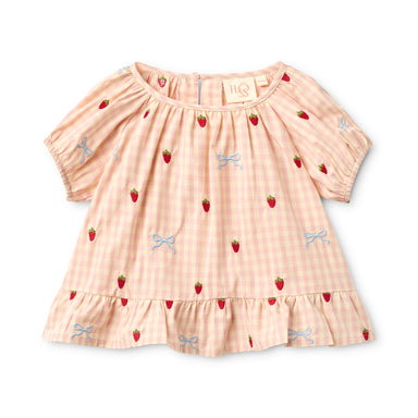 FLÖSS /  DOLLY BOW BLUSE - BERRY/BOW GINGHAM - Mini Monde Copenhagen