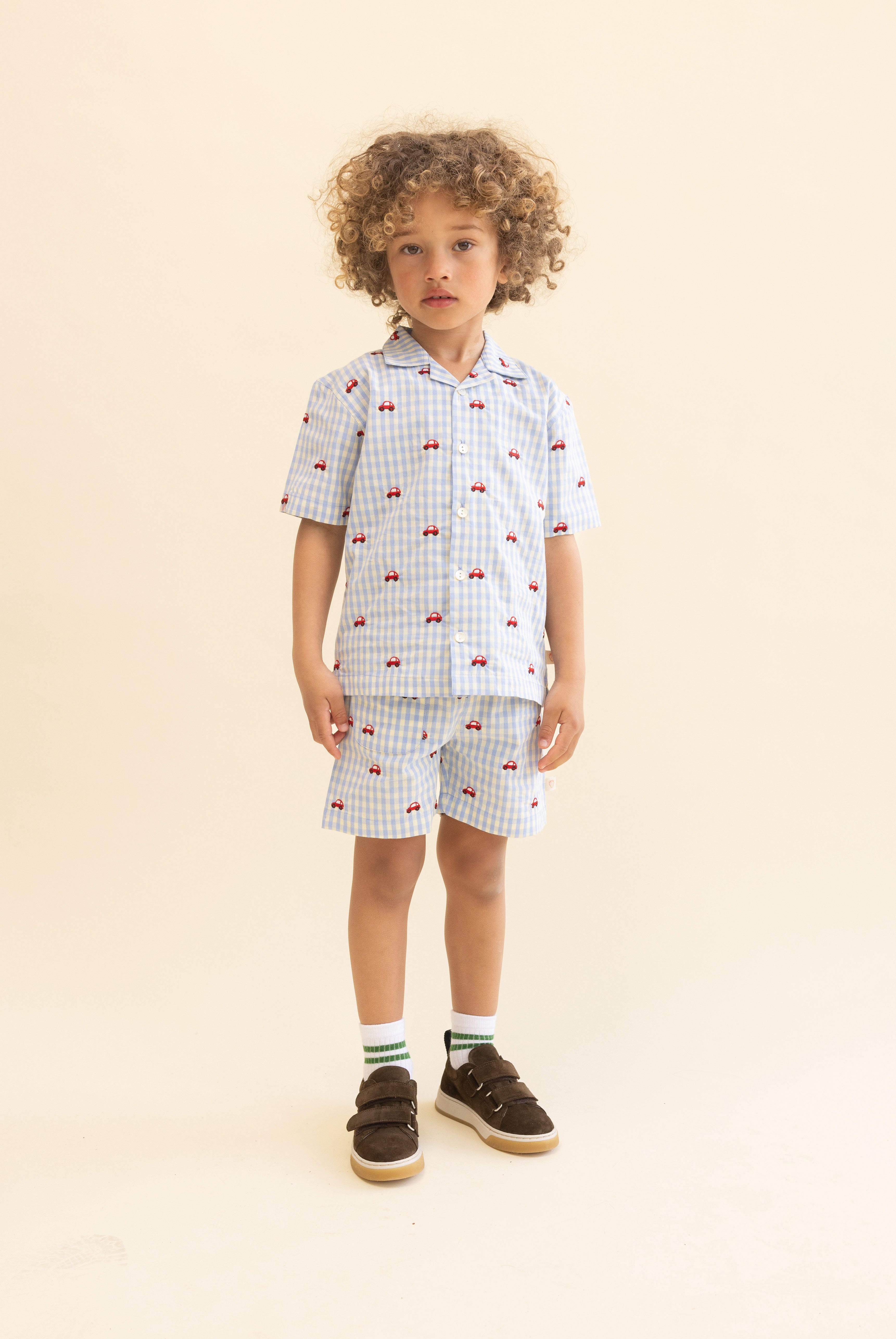 FLÖSS /  ALBERT SHORTS - BLUE GINGHAM - Mini Monde Copenhagen