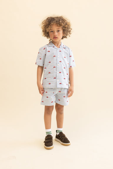 FLÖSS /  ALBERT SHORTS - BLUE GINGHAM - Mini Monde Copenhagen