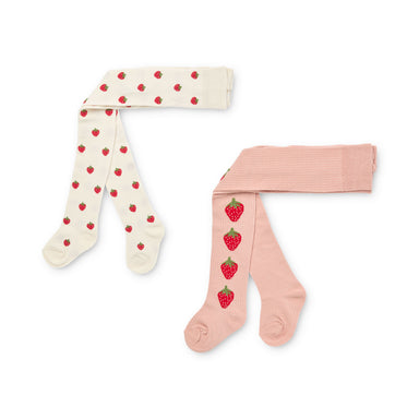 FLÖSS / 2 PAK STRØMPEBUKSER - POINTELLE BERRY - Mini Monde Copenhagen