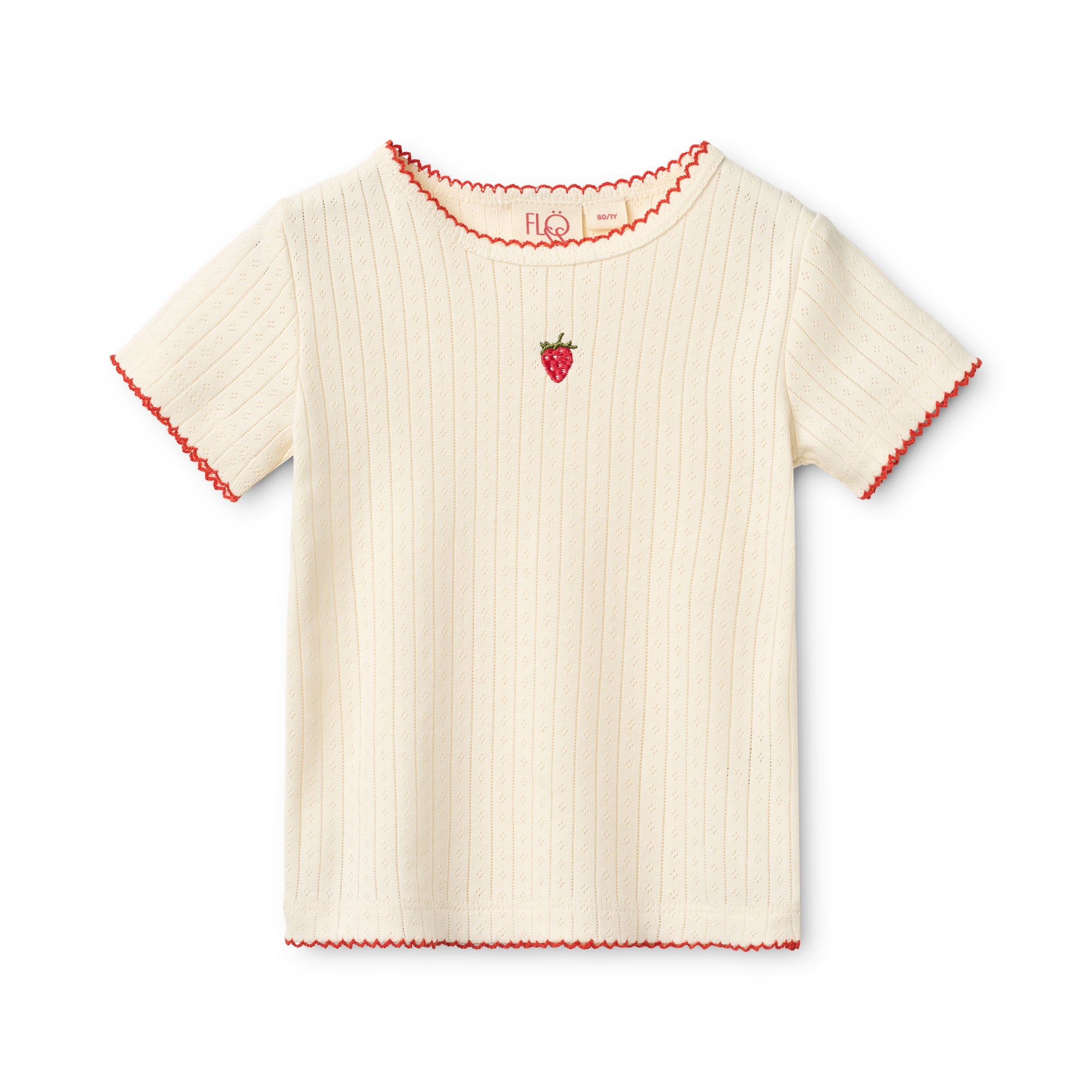FLÖSS /  FLORA SS POINTELLE T-SHIRT - GENTLE CREAM - Mini Monde Copenhagen