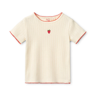 FLÖSS /  FLORA SS POINTELLE T-SHIRT - GENTLE CREAM - Mini Monde Copenhagen