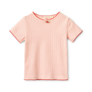 FLÖSS /  LIVA SS POINTELLE T-SHIRT - SOFT ROSE - Mini Monde Copenhagen