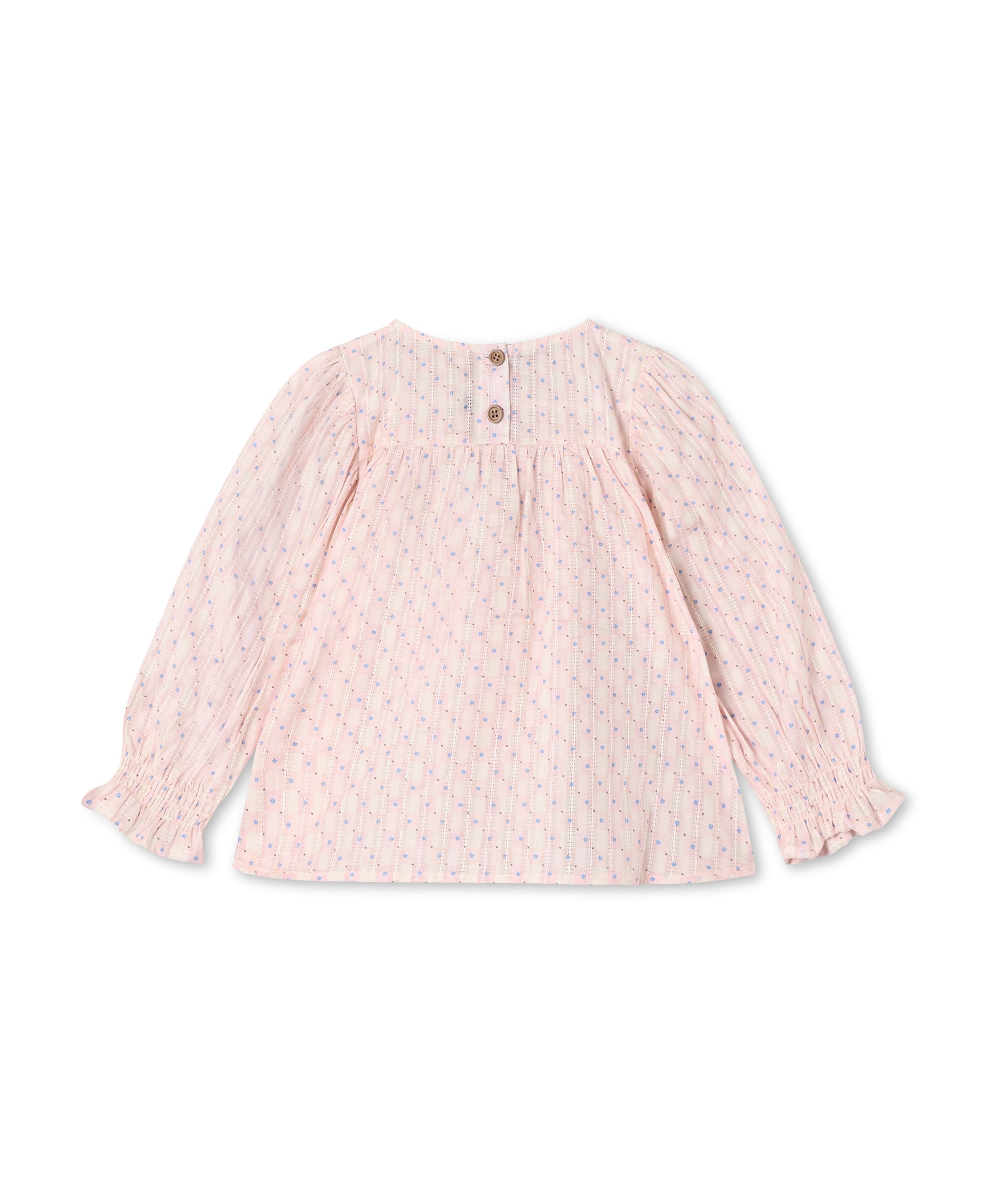 FLIINK / ZORRO LS BOW BLUSE - ICY PINK CHECK AOP