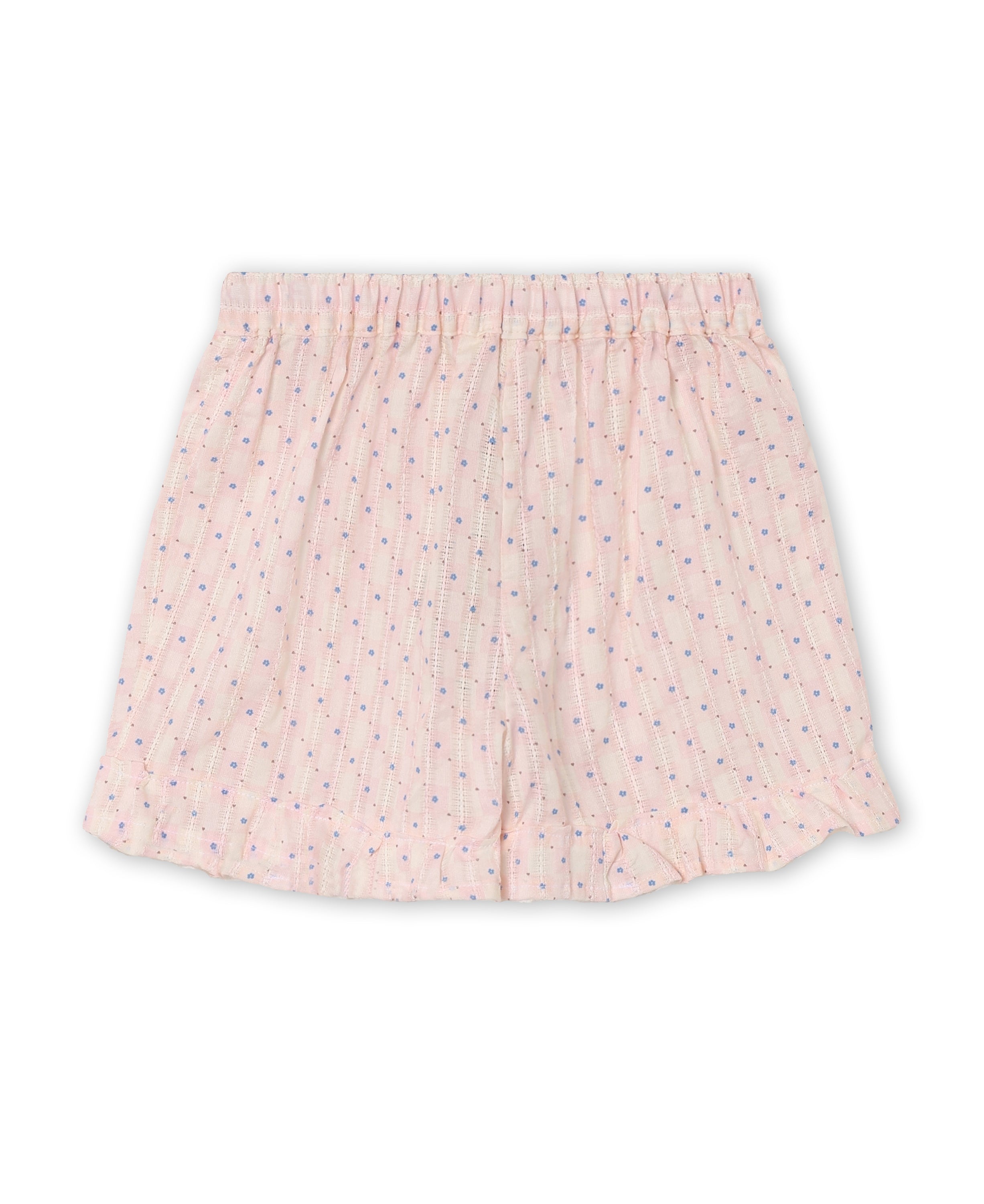 FLIINK / ZORRO RUFFLE SHORTS - ICY PINK CHECK AOP