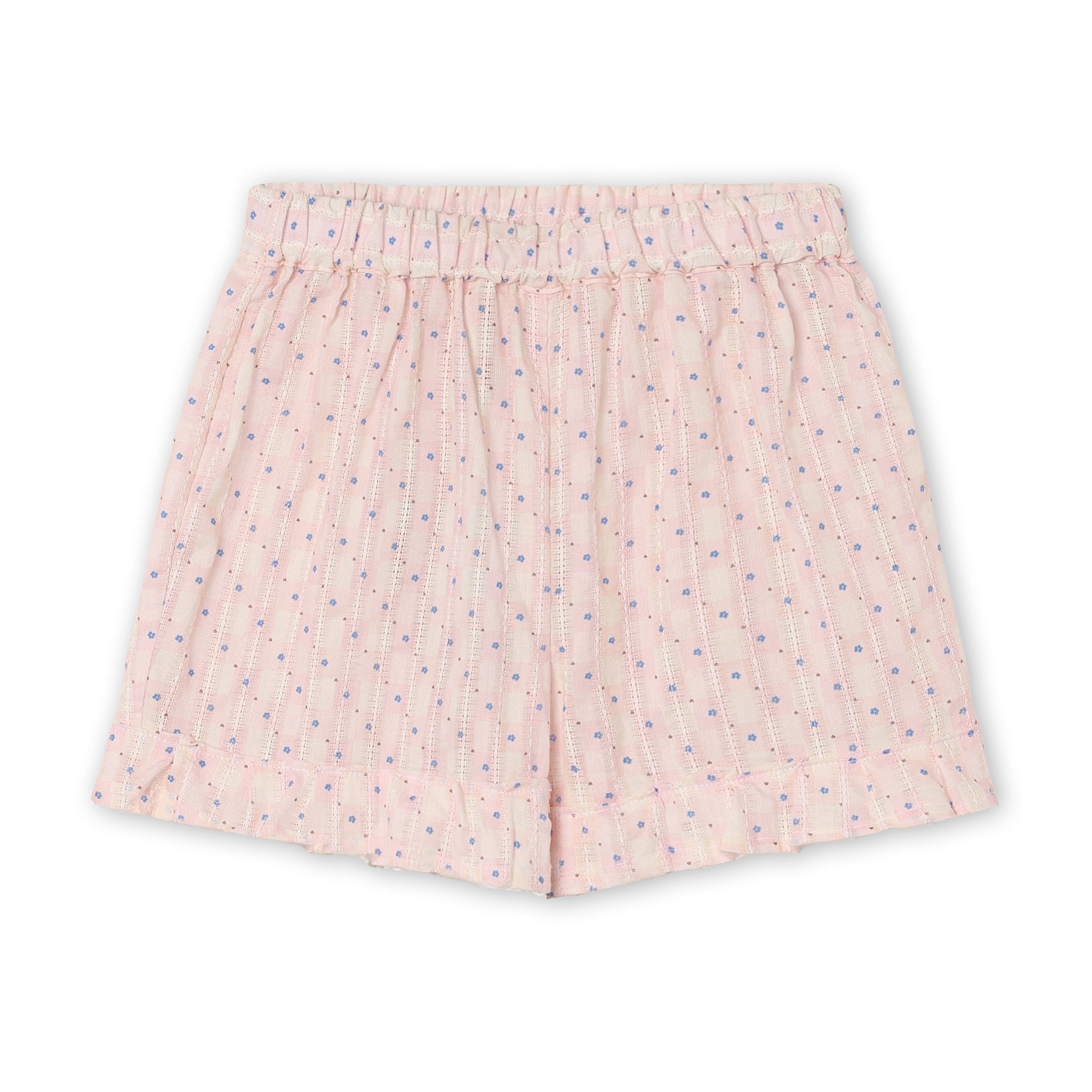 FLIINK / ZORRO RUFFLE SHORTS - ICY PINK CHECK AOP