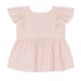 FLIINK ZORRO SL Top i Chalk Pink Check AOP, kortærmet børnetop med flæser ved skuldrene og rynket talje