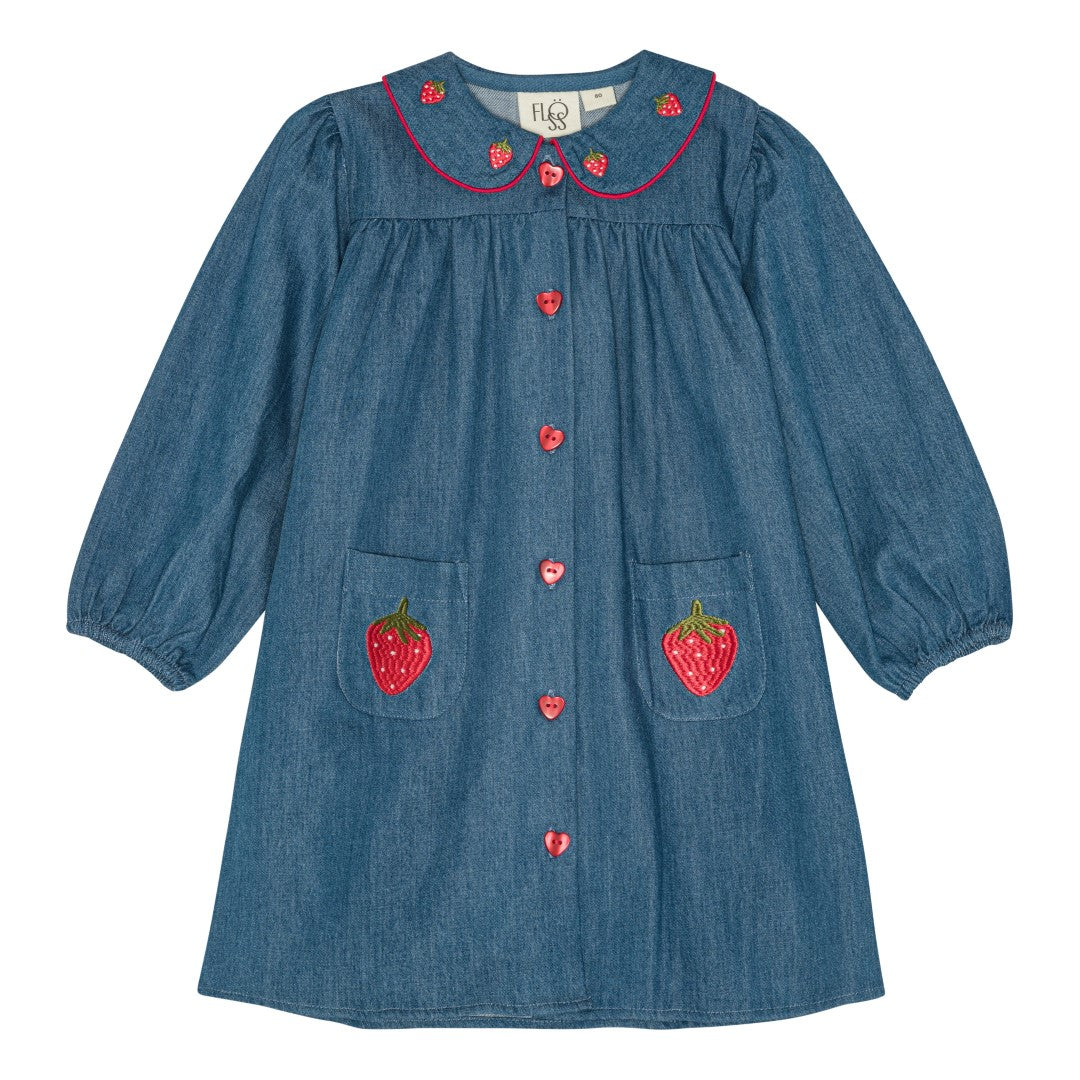FLÖSS / VILMA KJOLE - MID BLUE STRAWBERRY