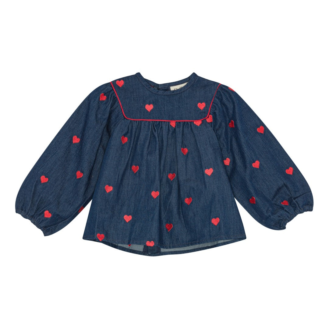 FLÖSS / AMEE BLUSE - MID BLUE HEART