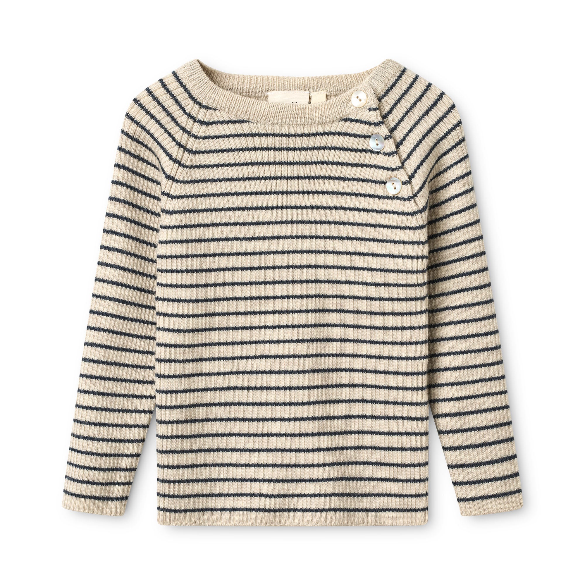 FLÖSS / FLYE SWEATER I ULD - OAT MEL / NAVY