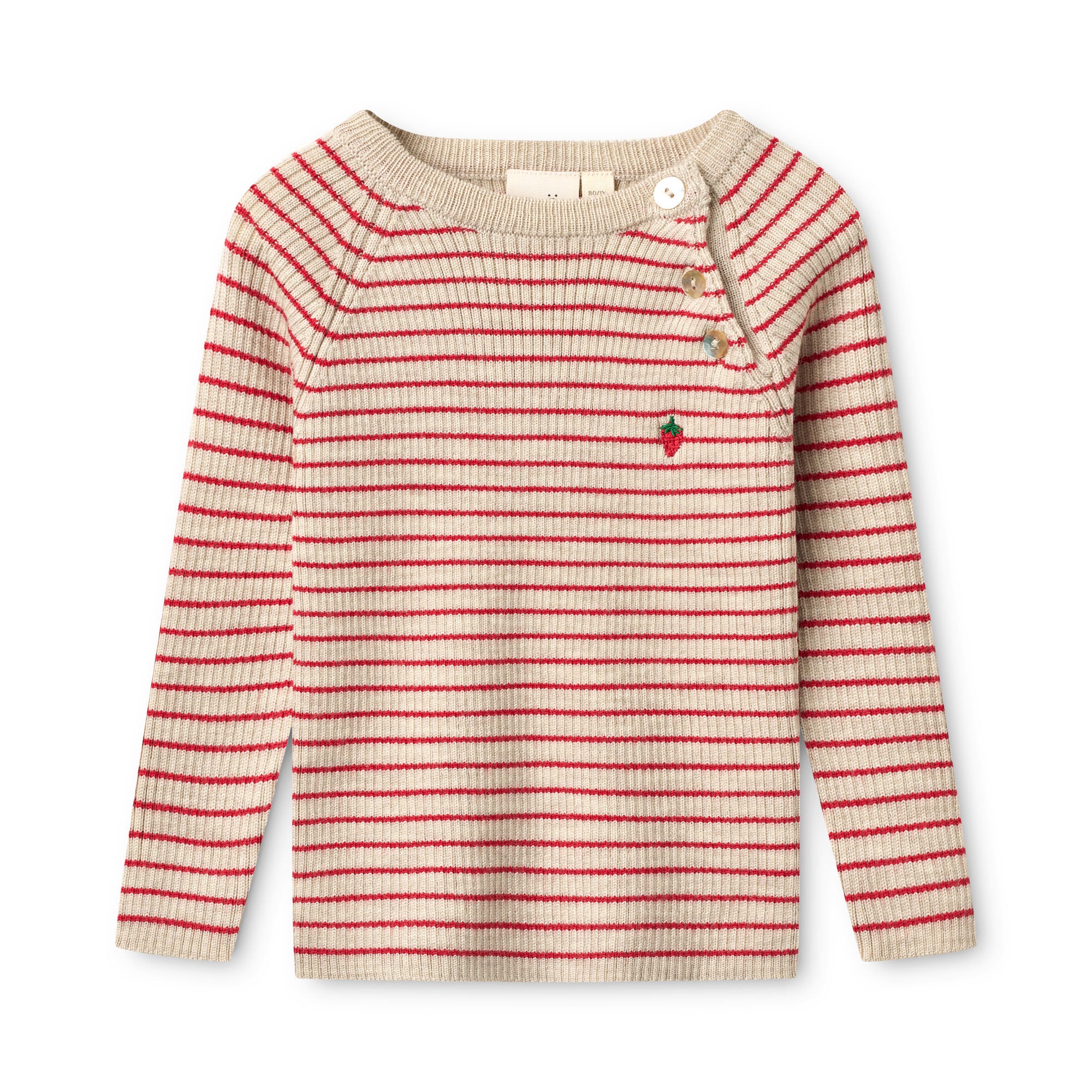 FLÖSS / FLYE SWEATER I ULD - OAT MEL / POPPY RED