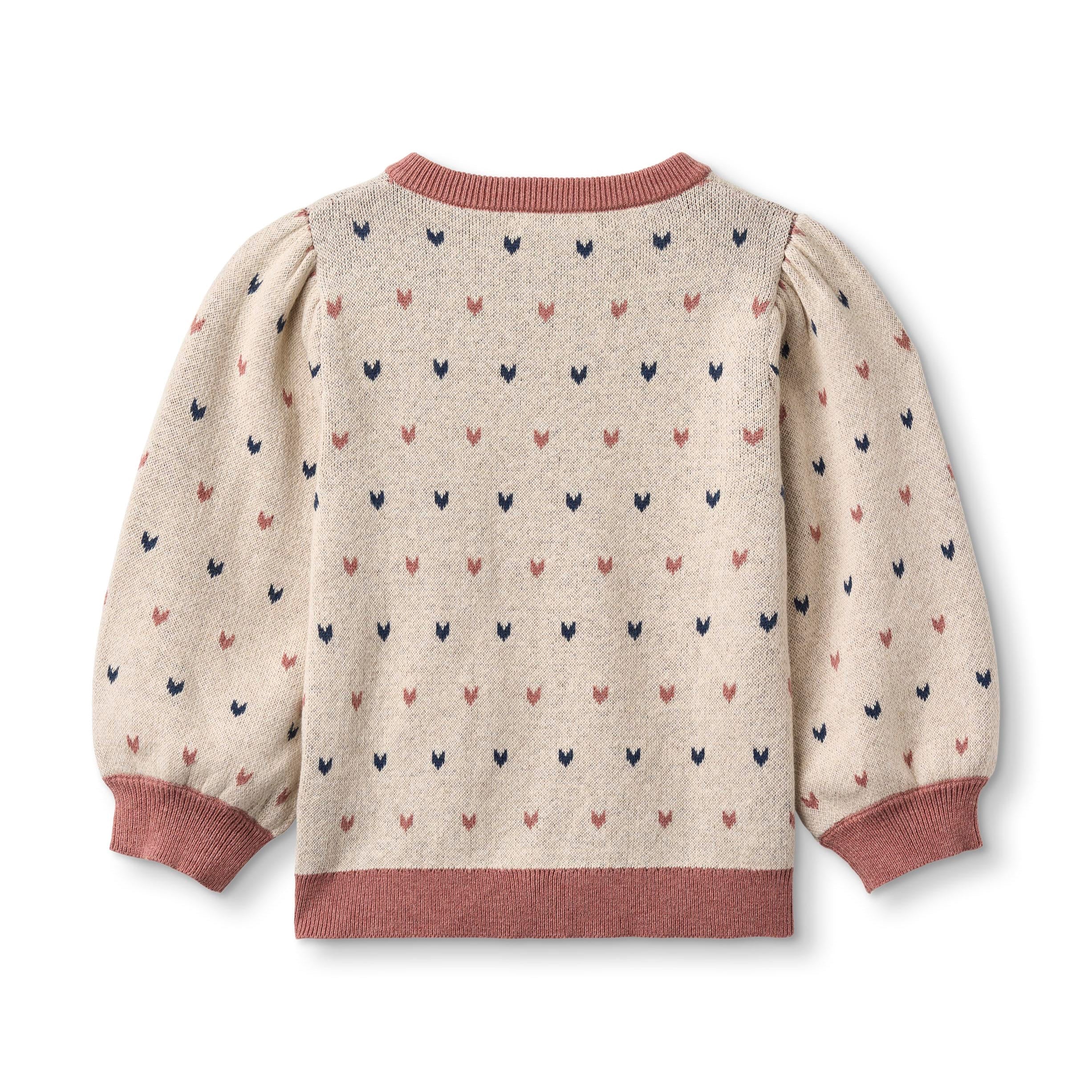 FLIINK / NOVA STRIKKET CARDIGAN MED HJERTER - SANDSHELL MULTI