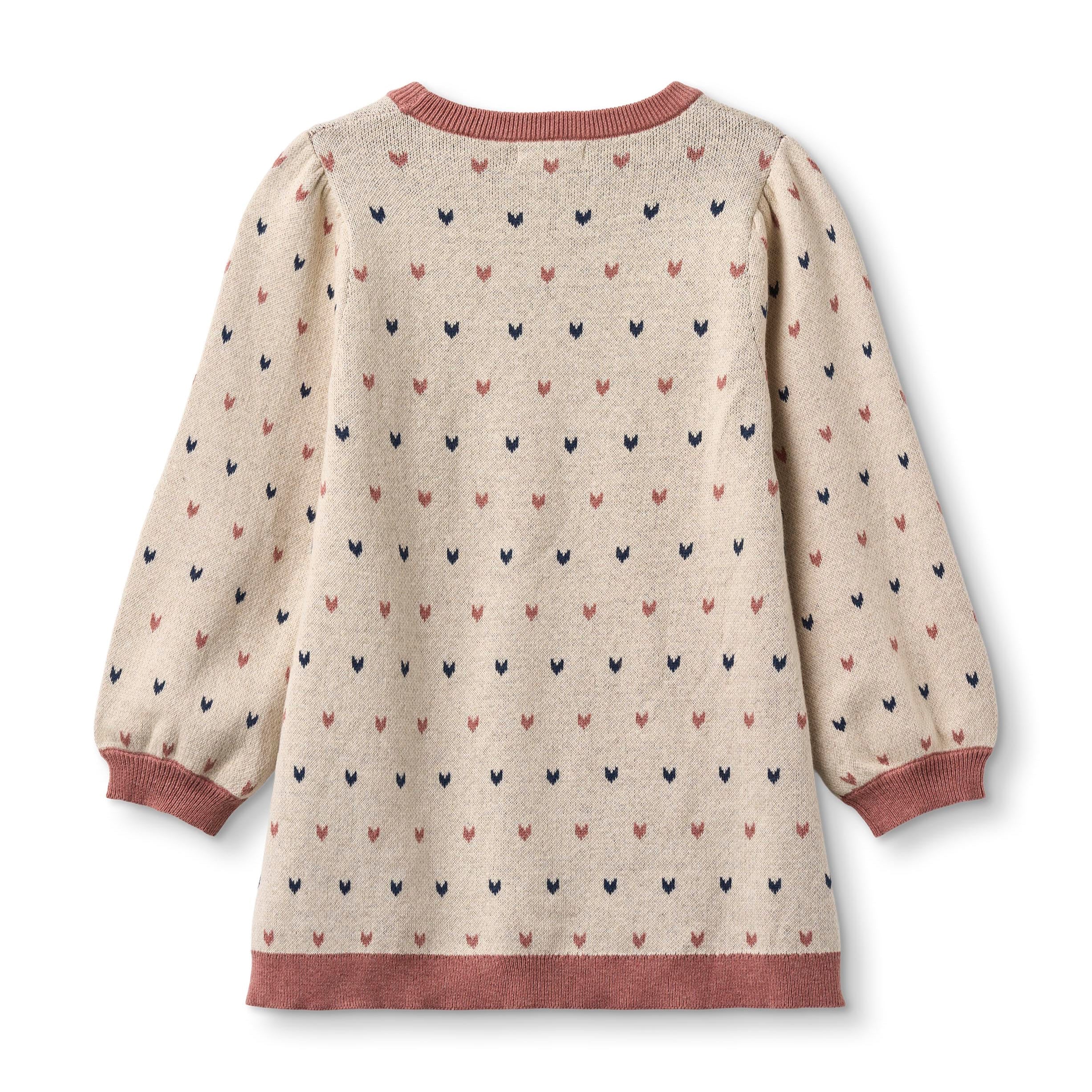 FLIINK / NOVA STRIKKET KJOLE MED HJERTER - SANDSHELL MULTI