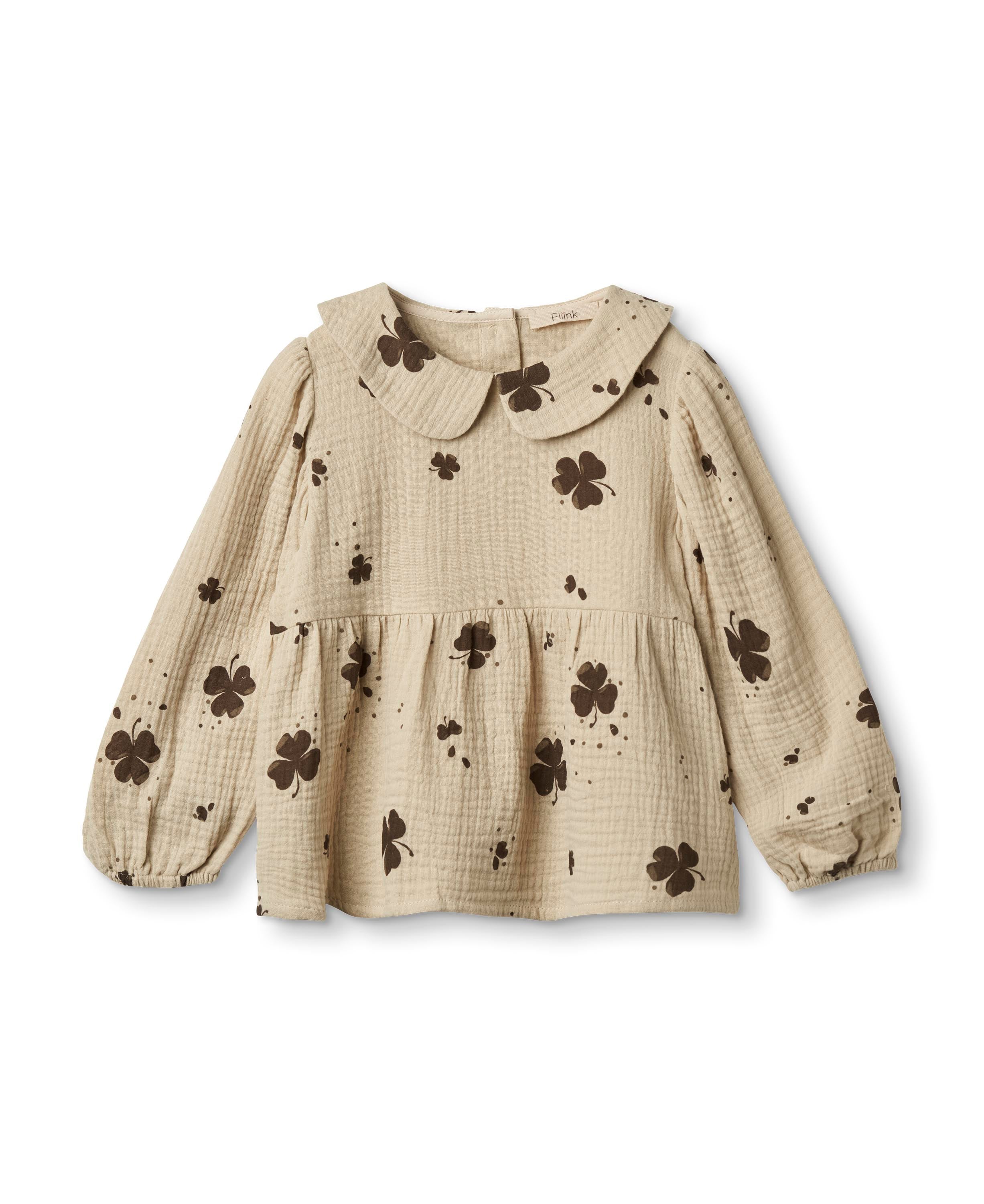 FLIINK / CLOVER LS BLUSE - KLØVER HUMUS/CAFAFE