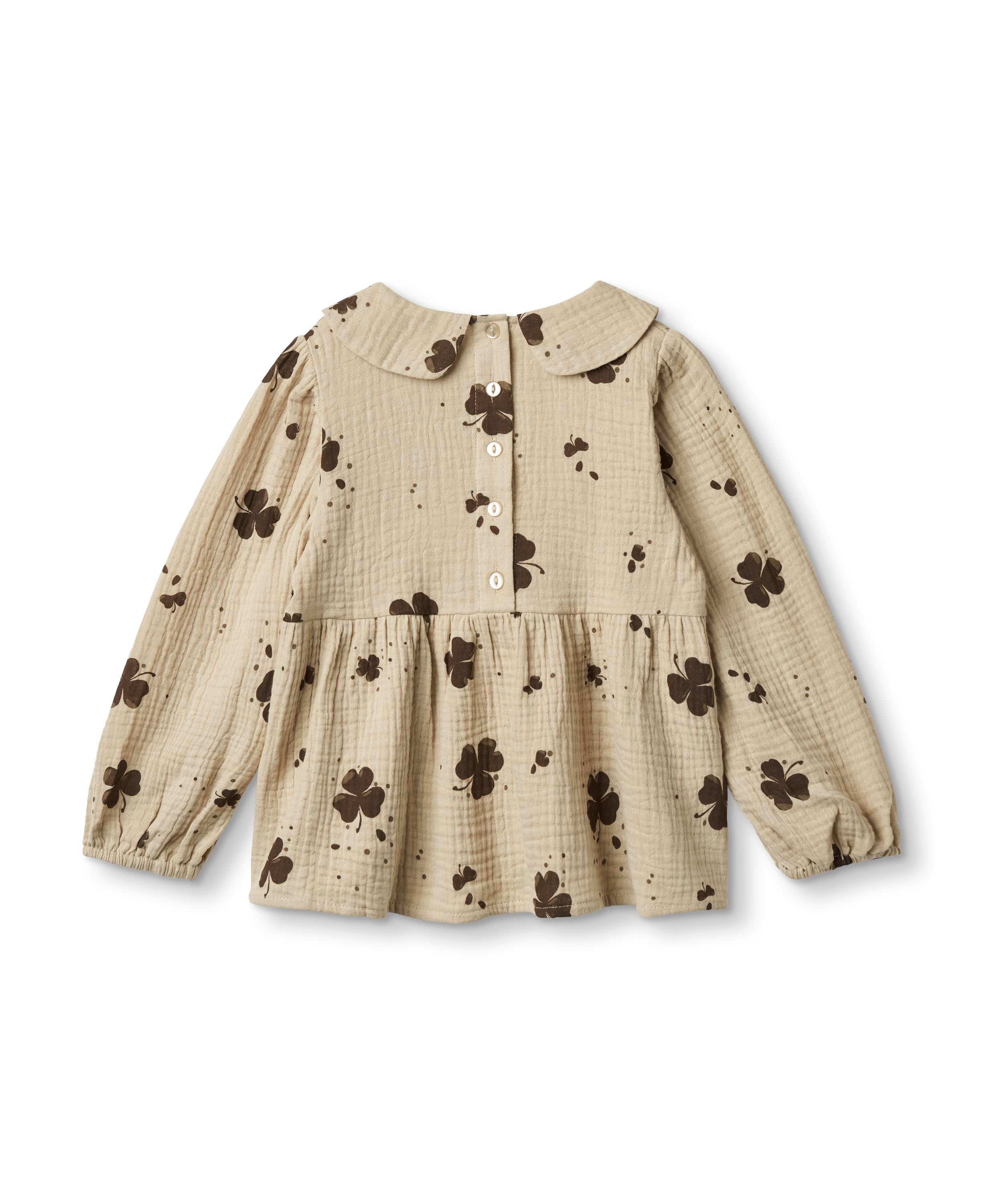 FLIINK / CLOVER LS BLUSE - KLØVER HUMUS/CAFAFE