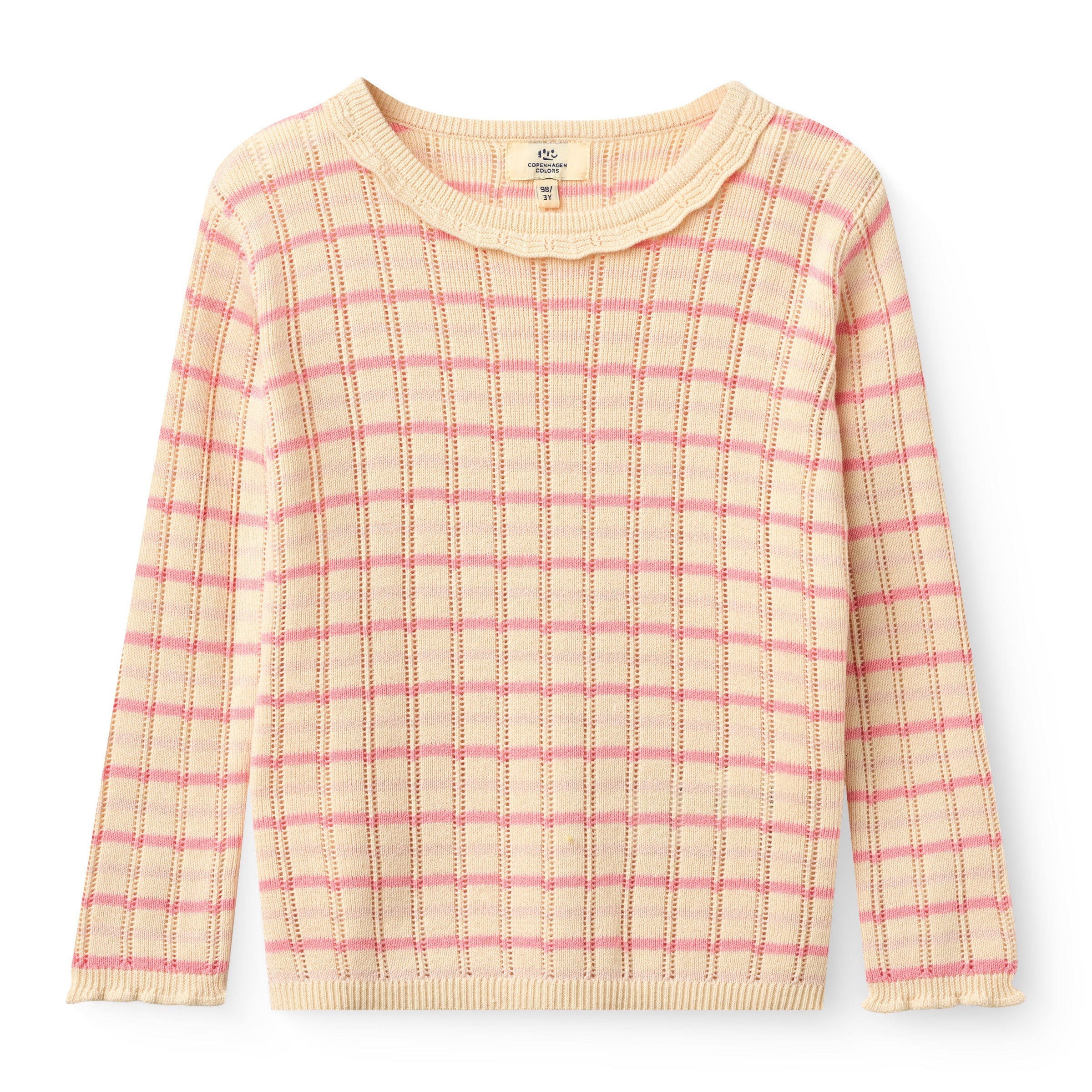 COPENHAGEN COLORS / STRIKKET POINTELLE LS BLUSE - PINK COMB - Mini Monde Copenhagen