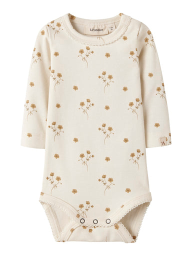LIL' ATELIER / LAYO LS BODYSTOCKING - FLOWER YELLOW - Mini Monde Copenhagen