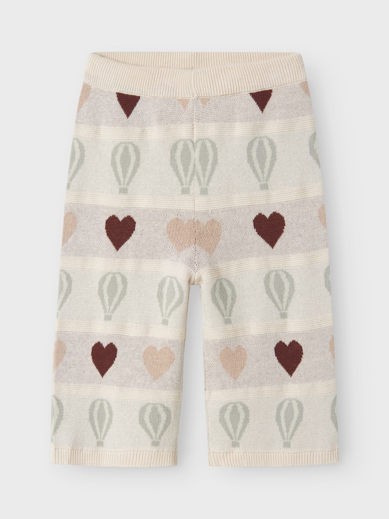 LIL' ATELIER / LAMAI STRIKKEDE BREDDE BUKSER - PASTEL PARCHMENT