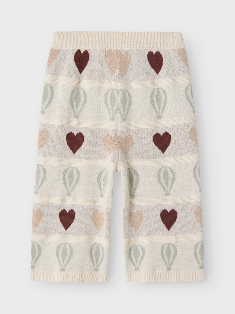 LIL' ATELIER / LAMAI STRIKKEDE BREDDE BUKSER - PASTEL PARCHMENT